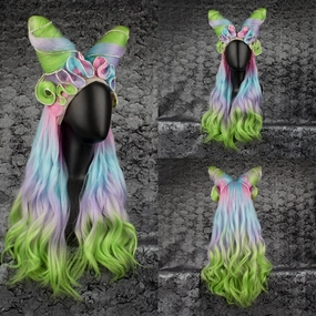Devils's Horns Cosplay Drag Queen Styled Wig