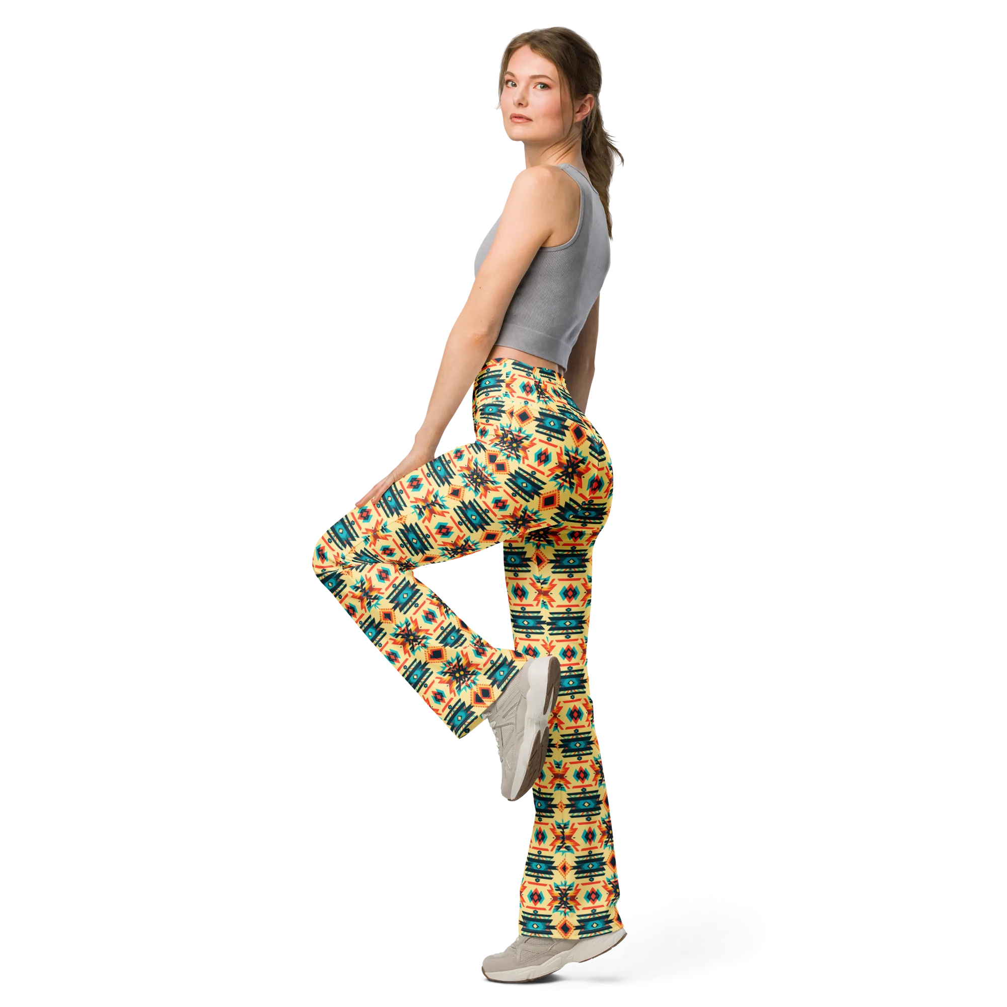 Earth Tribal Pattern Flare Leggings