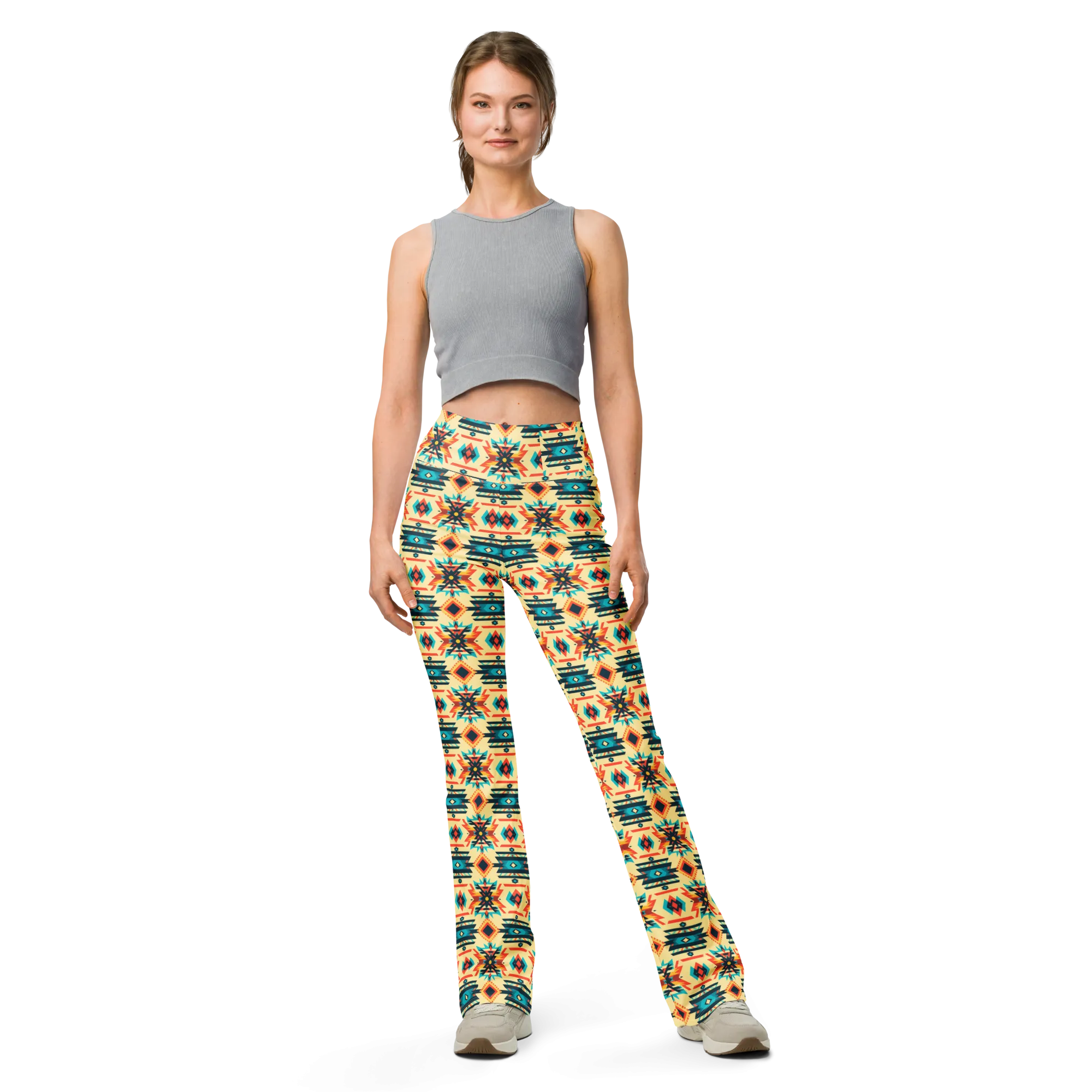 Earth Tribal Pattern Flare Leggings