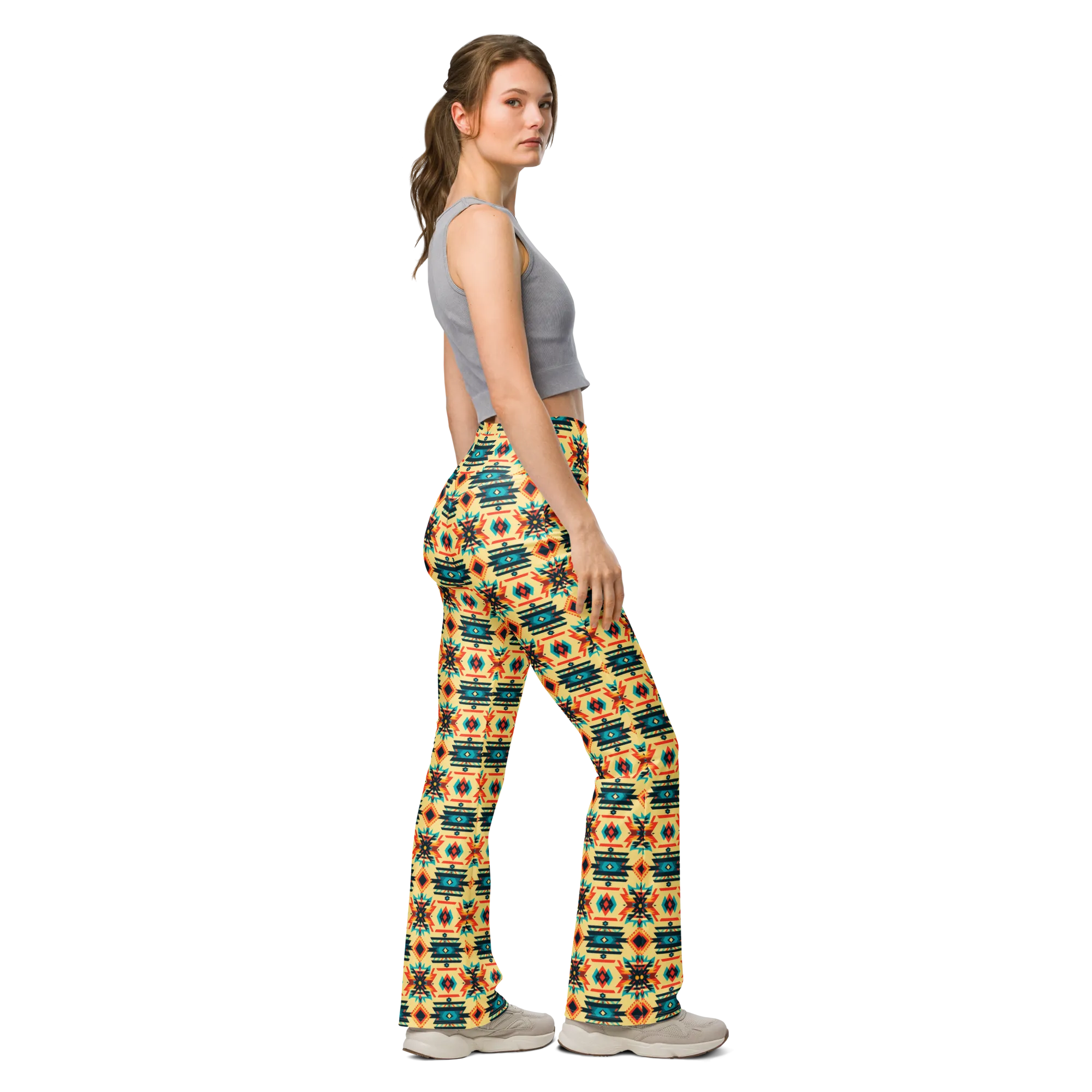 Earth Tribal Pattern Flare Leggings