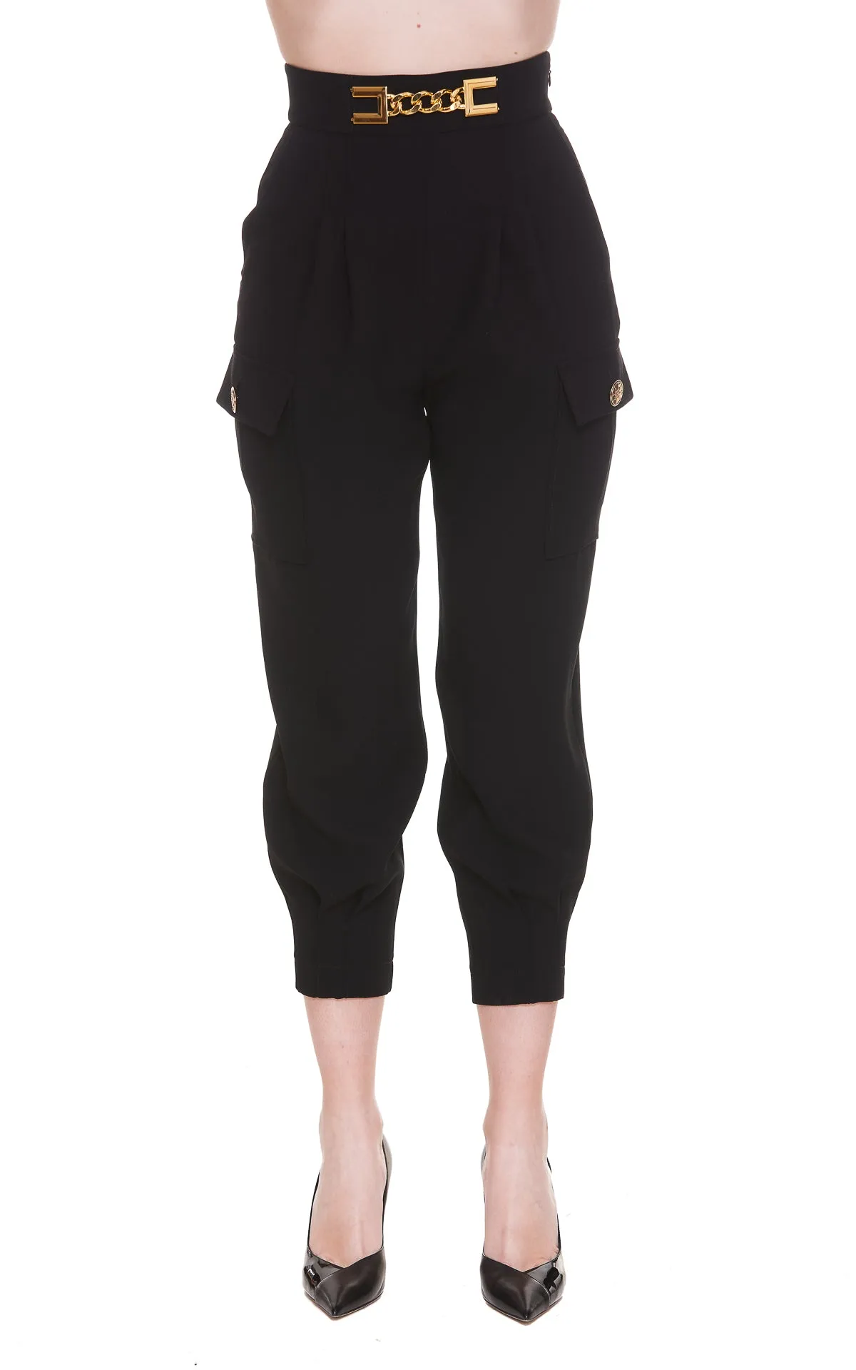 Elisabetta Franchi Chain-Detailed Cropped Pants