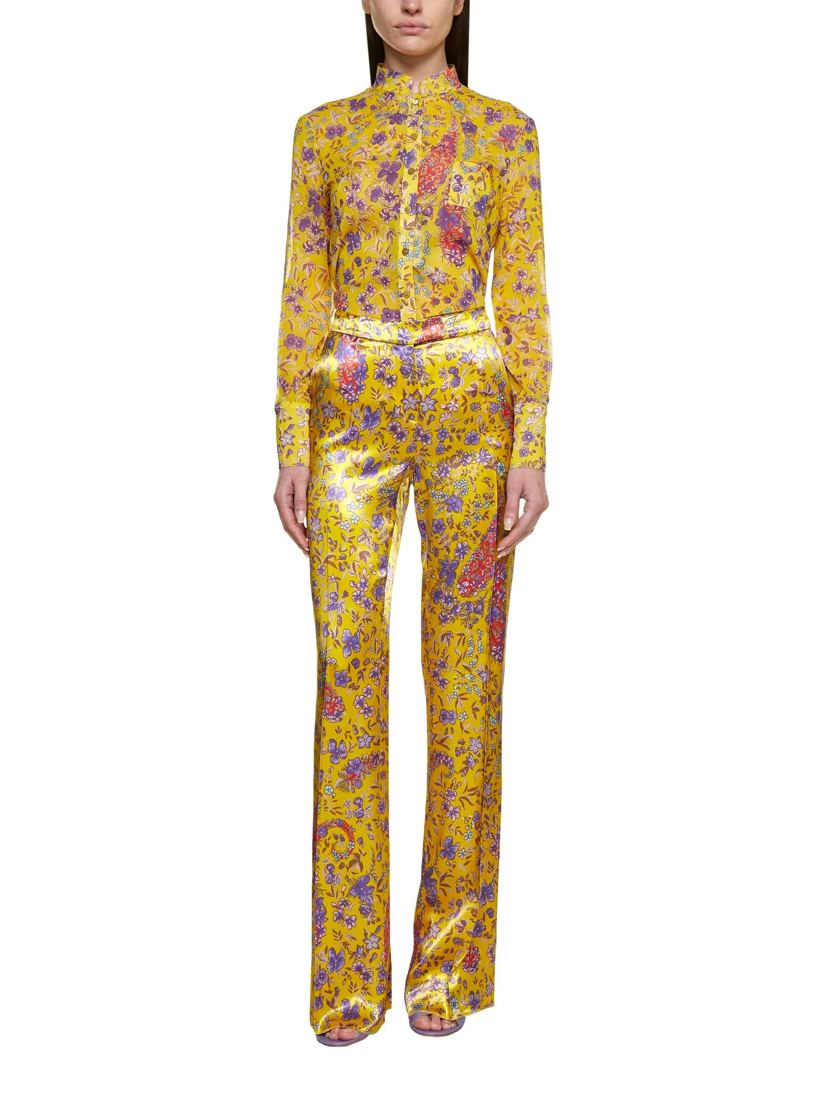 Etro Allover Floral Print Flared Pants