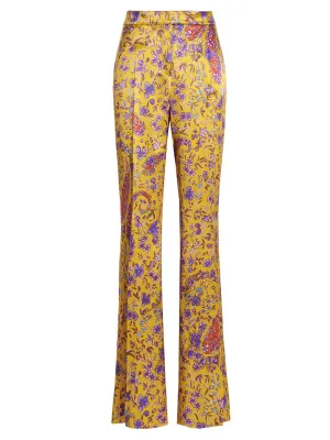 Etro Allover Floral Print Flared Pants
