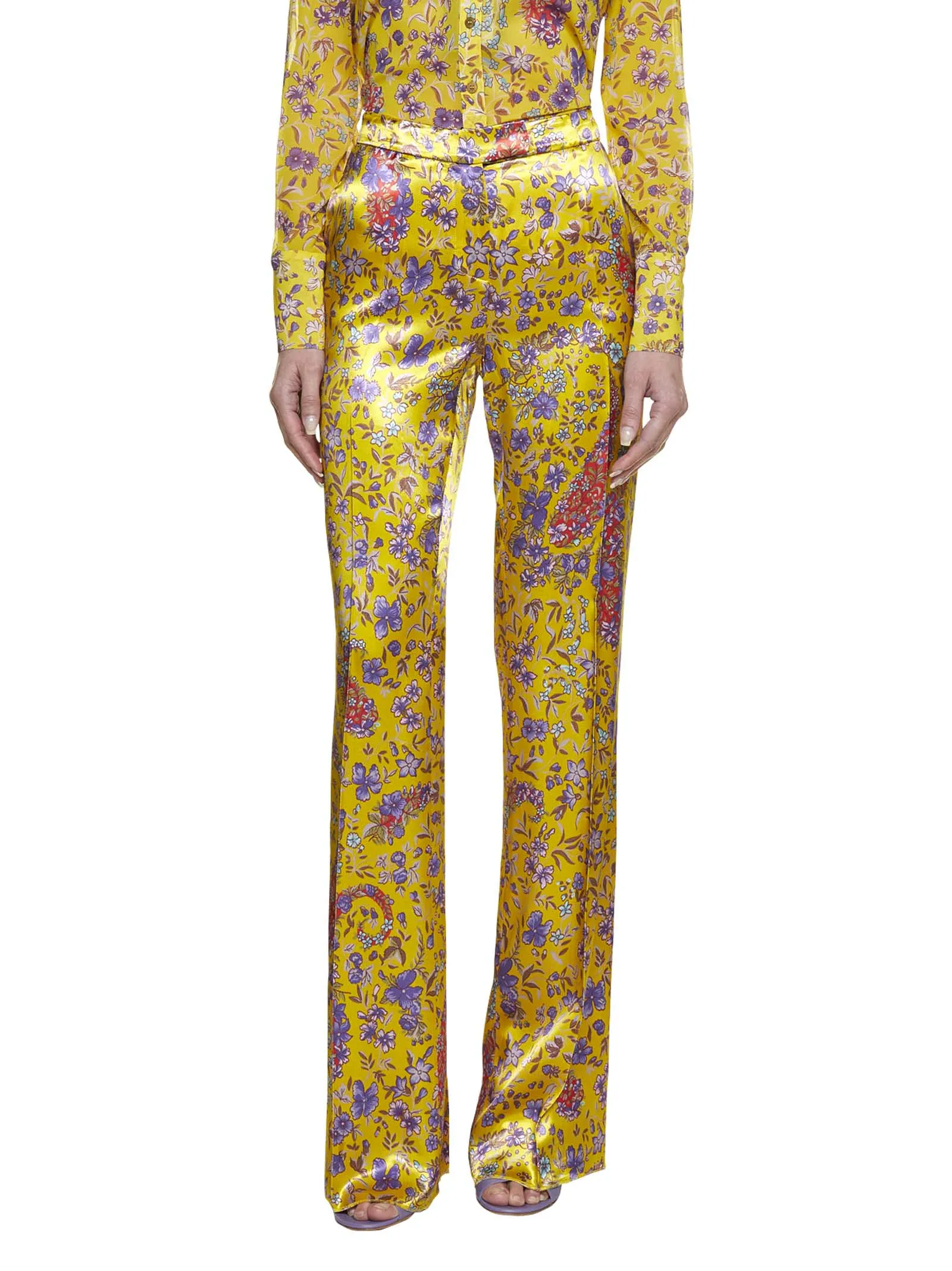 Etro Allover Floral Print Flared Pants