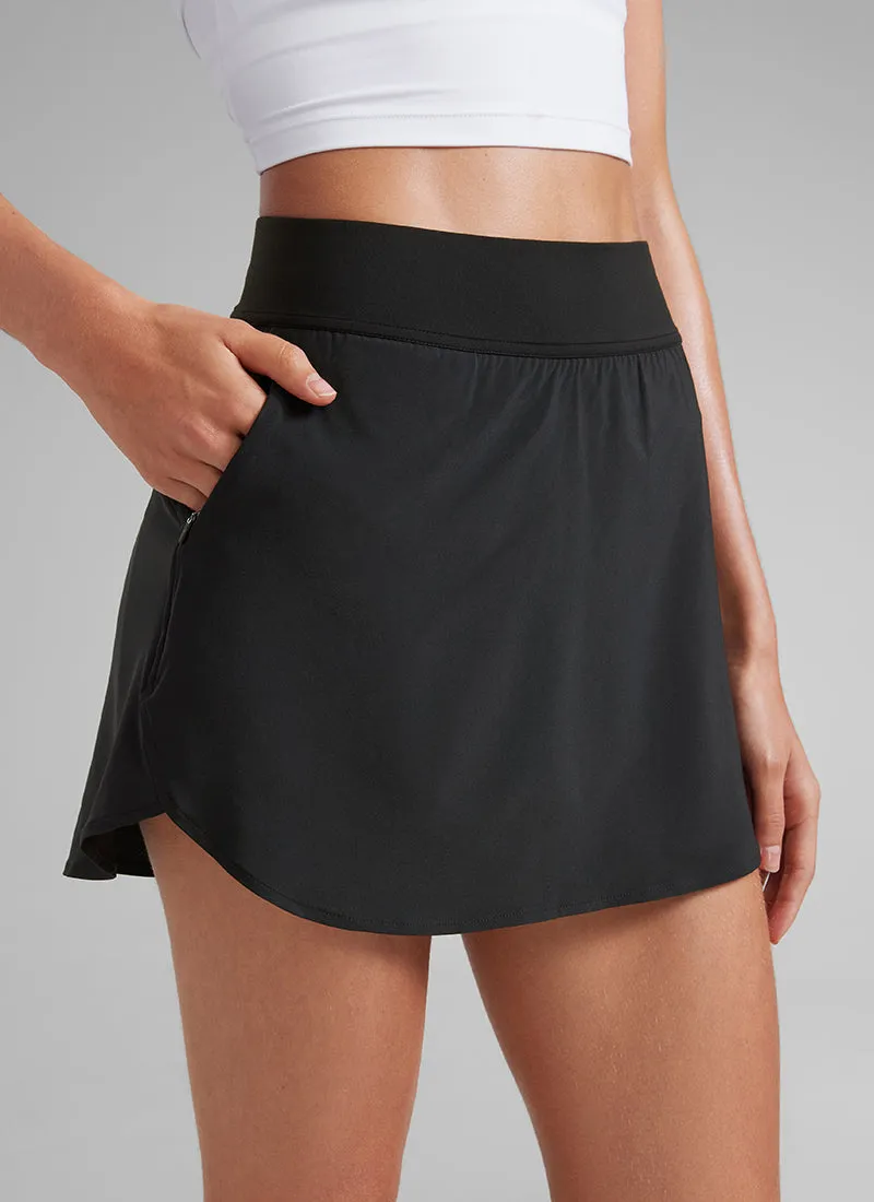 Feathery-Fit Soft High Waisted Dolphin Skirts with Zipper Pocket 14.5"