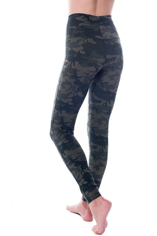 High Waist Green Camo Leggings - Warrior Leggings