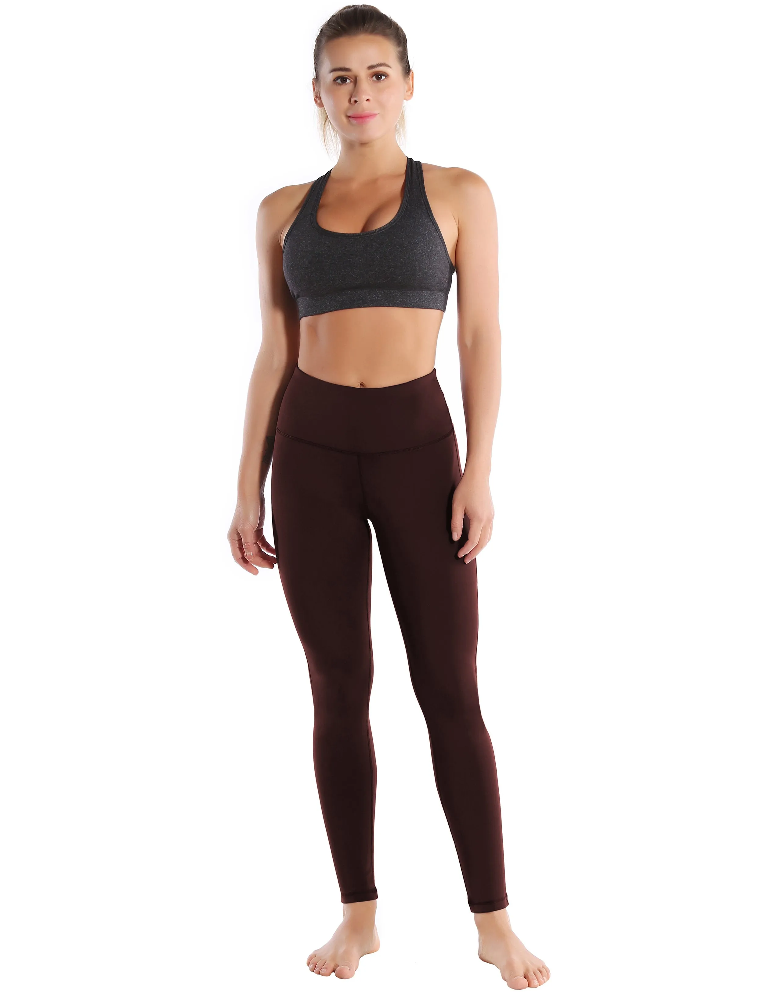High Waist Side Line Yoga Pants mahoganymaroon_yoga