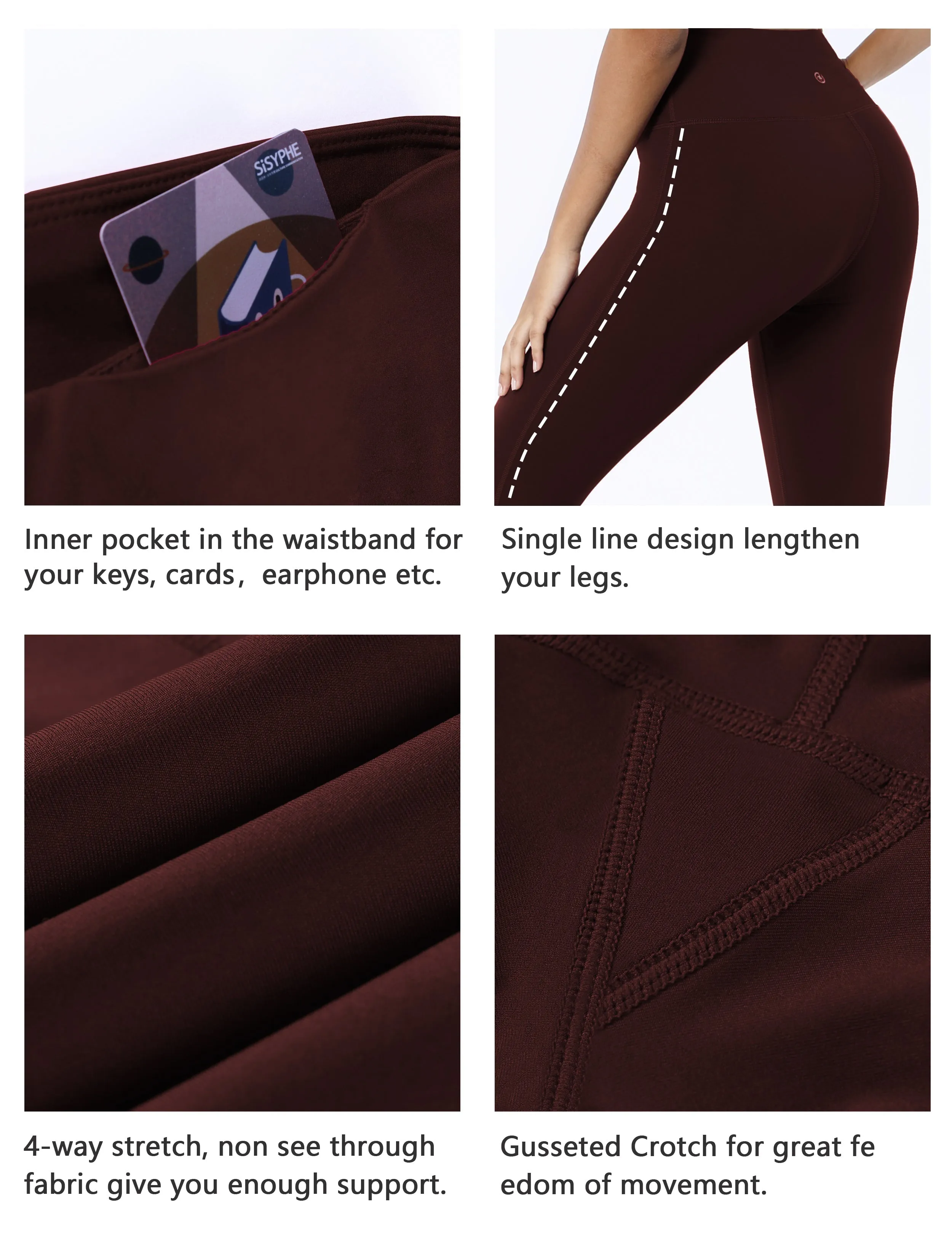 High Waist Side Line Yoga Pants mahoganymaroon_yoga