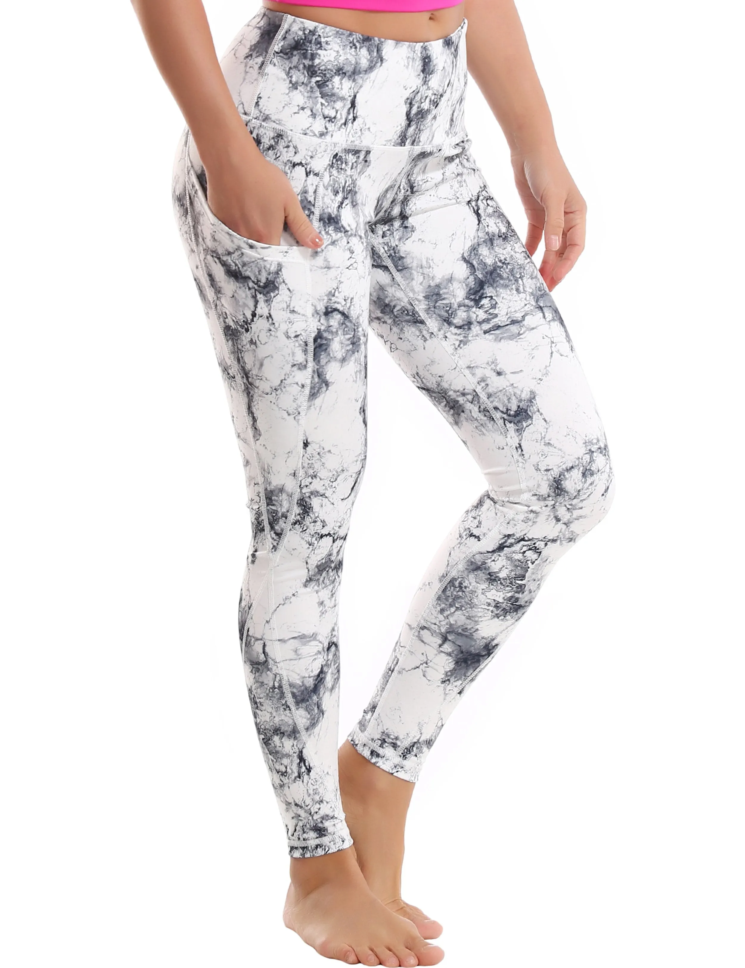 High Waist Side Pockets Yoga Pants arabescato ins_yoga