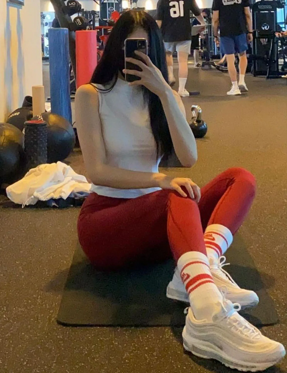 High Waist Side Pockets Yoga Pants cherryred ins_yoga