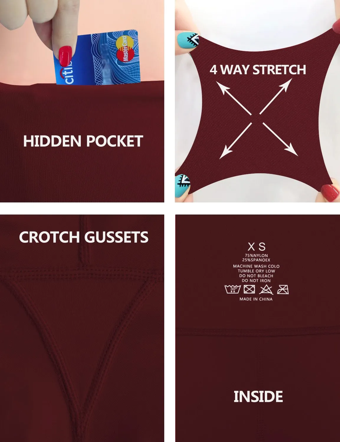 High Waist Side Pockets Yoga Pants cherryred ins_yoga