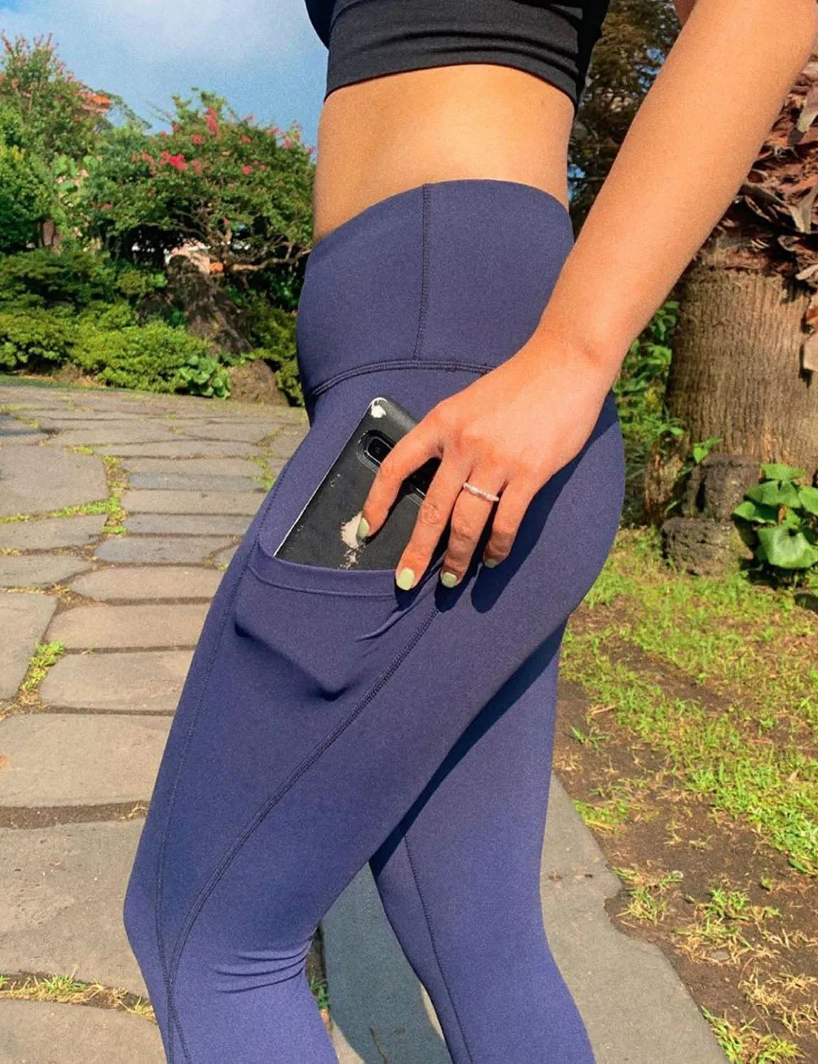 High Waist Side Pockets Yoga Pants navy ins_yoga