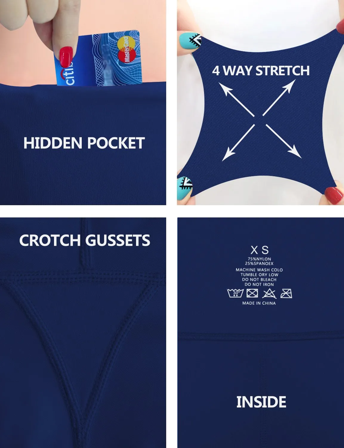 High Waist Side Pockets Yoga Pants navy ins_yoga