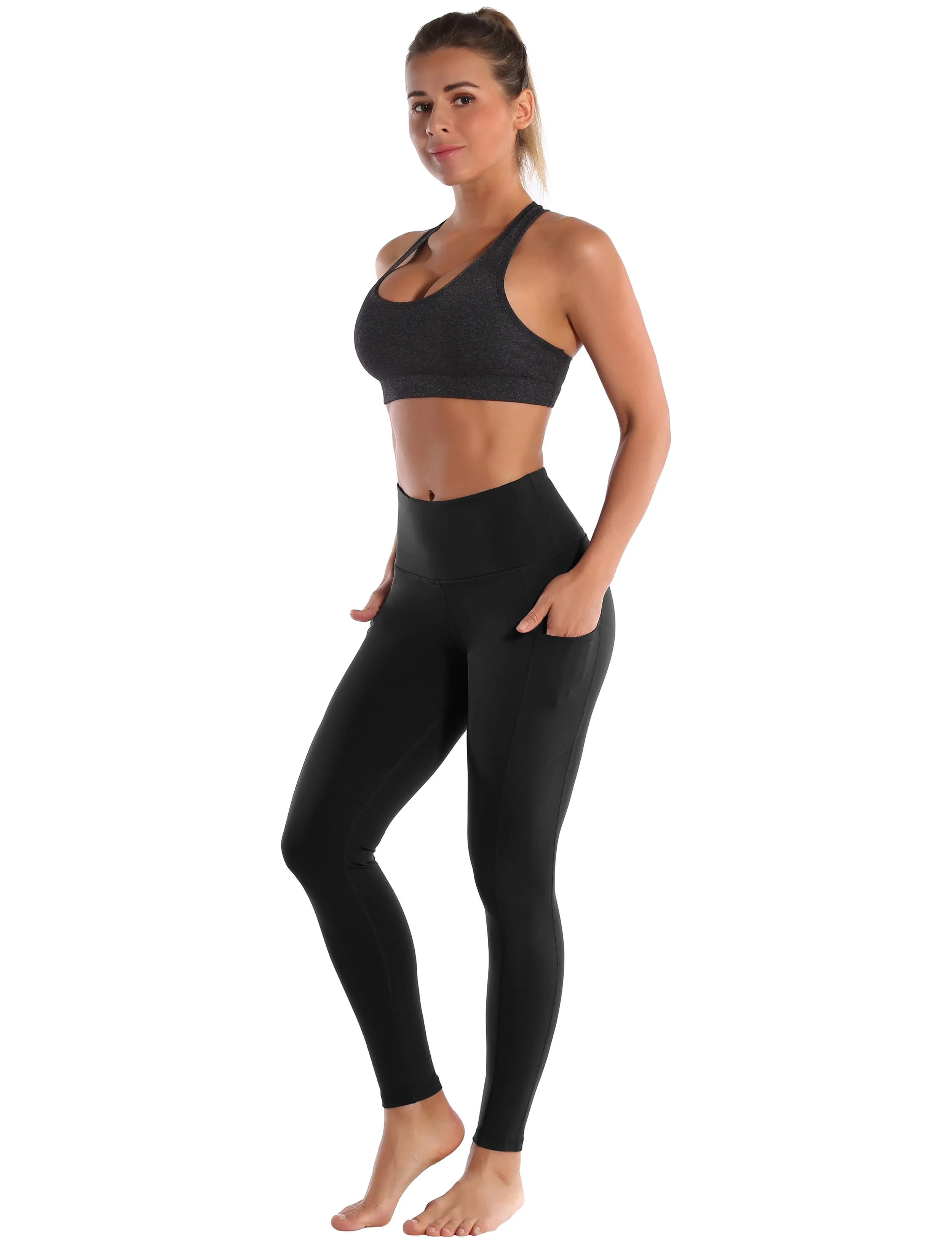Hip Line Side Pockets Yoga Pants black_yoga