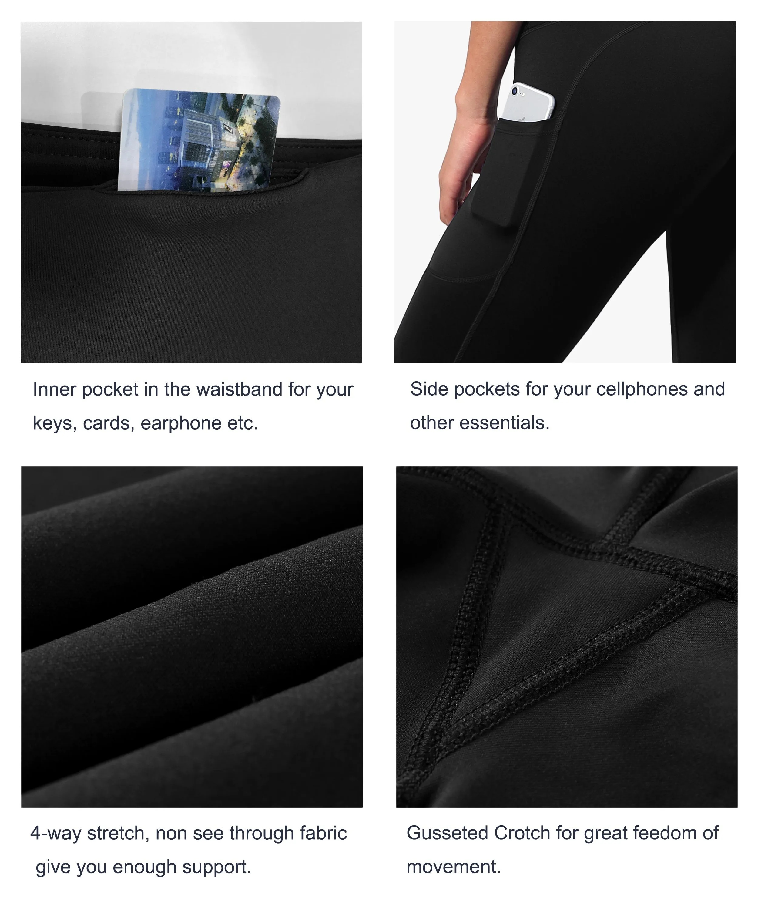 Hip Line Side Pockets Yoga Pants black_yoga