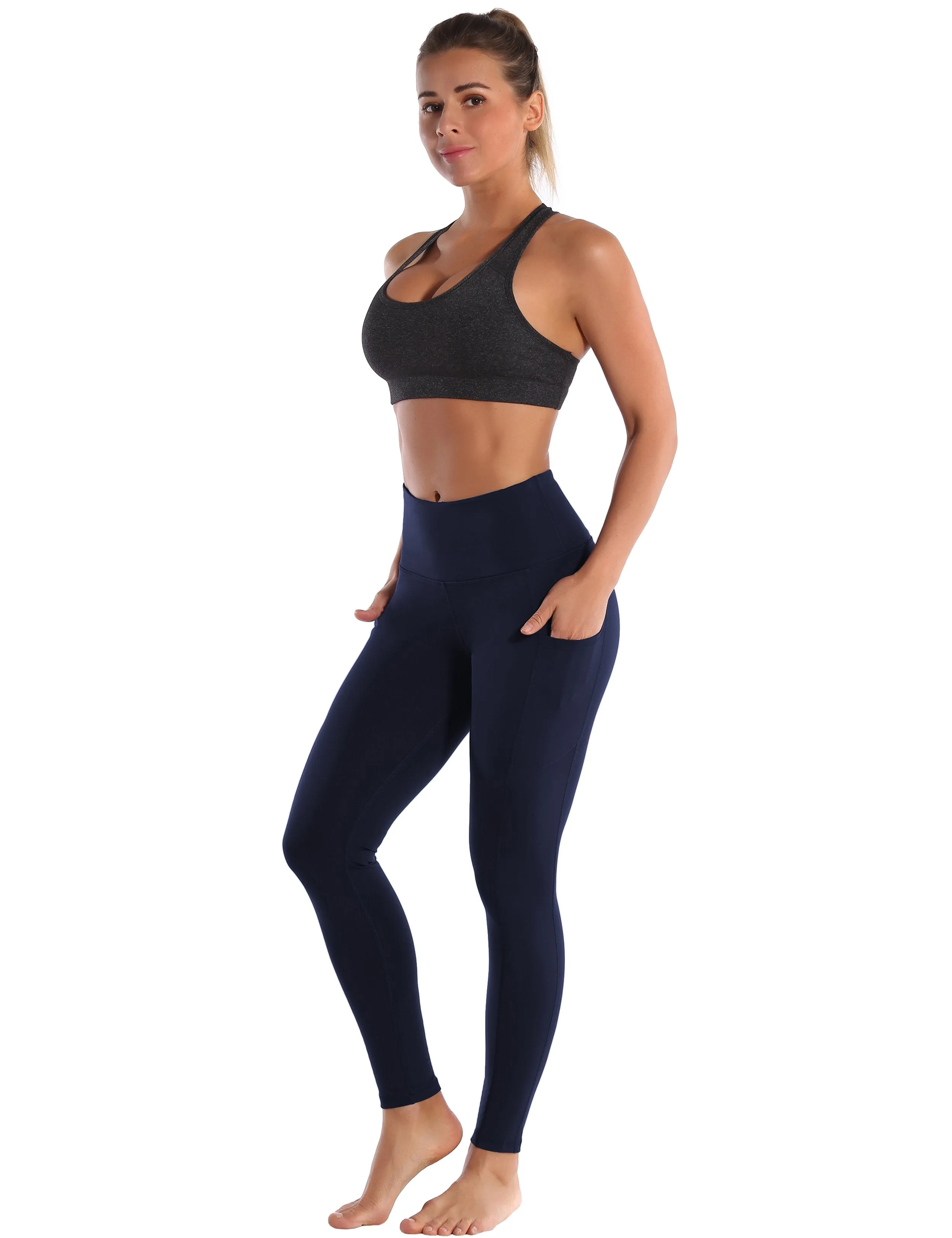 Hip Line Side Pockets Yoga Pants darknavy ins_yoga
