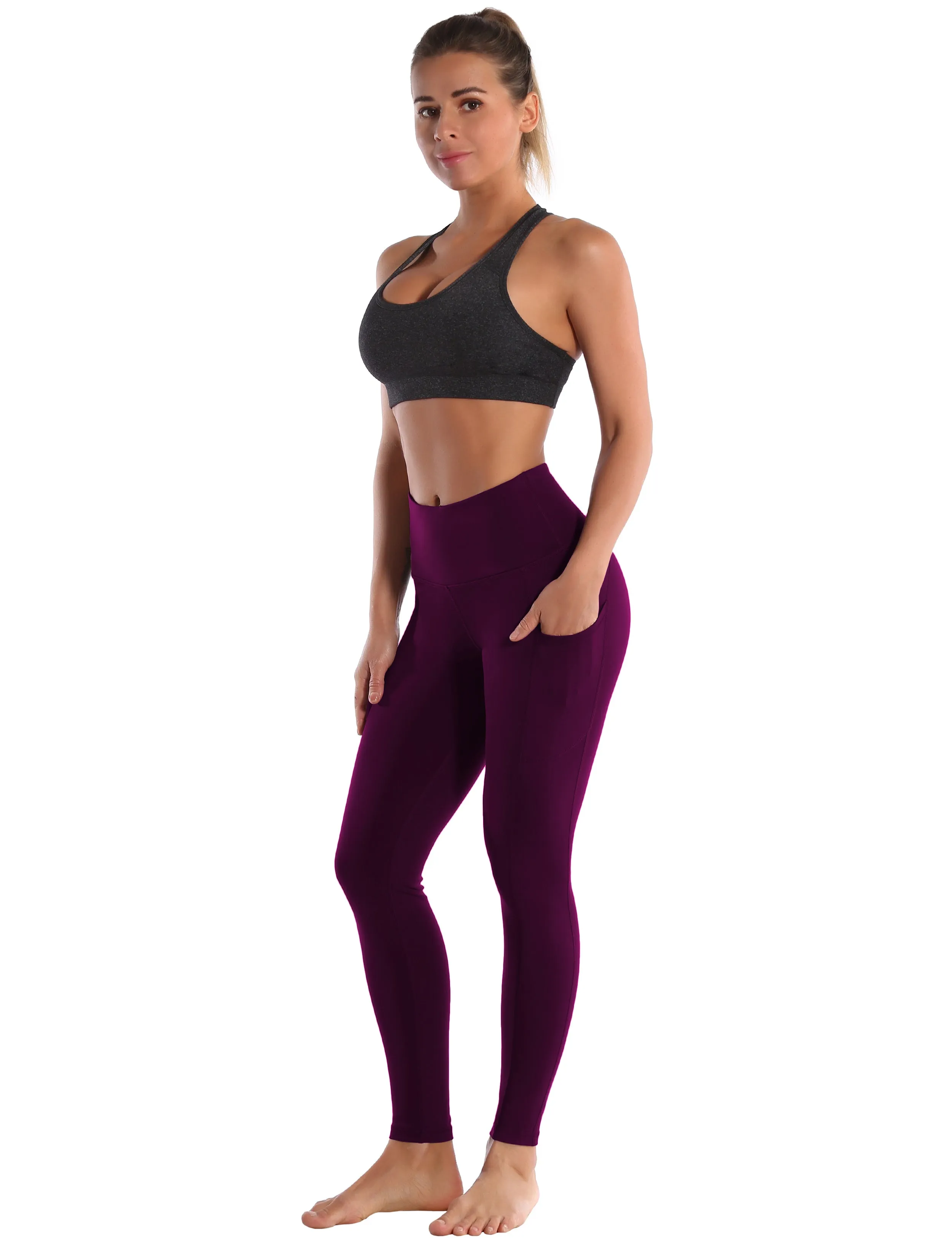 Hip Line Side Pockets Yoga Pants plum_yoga