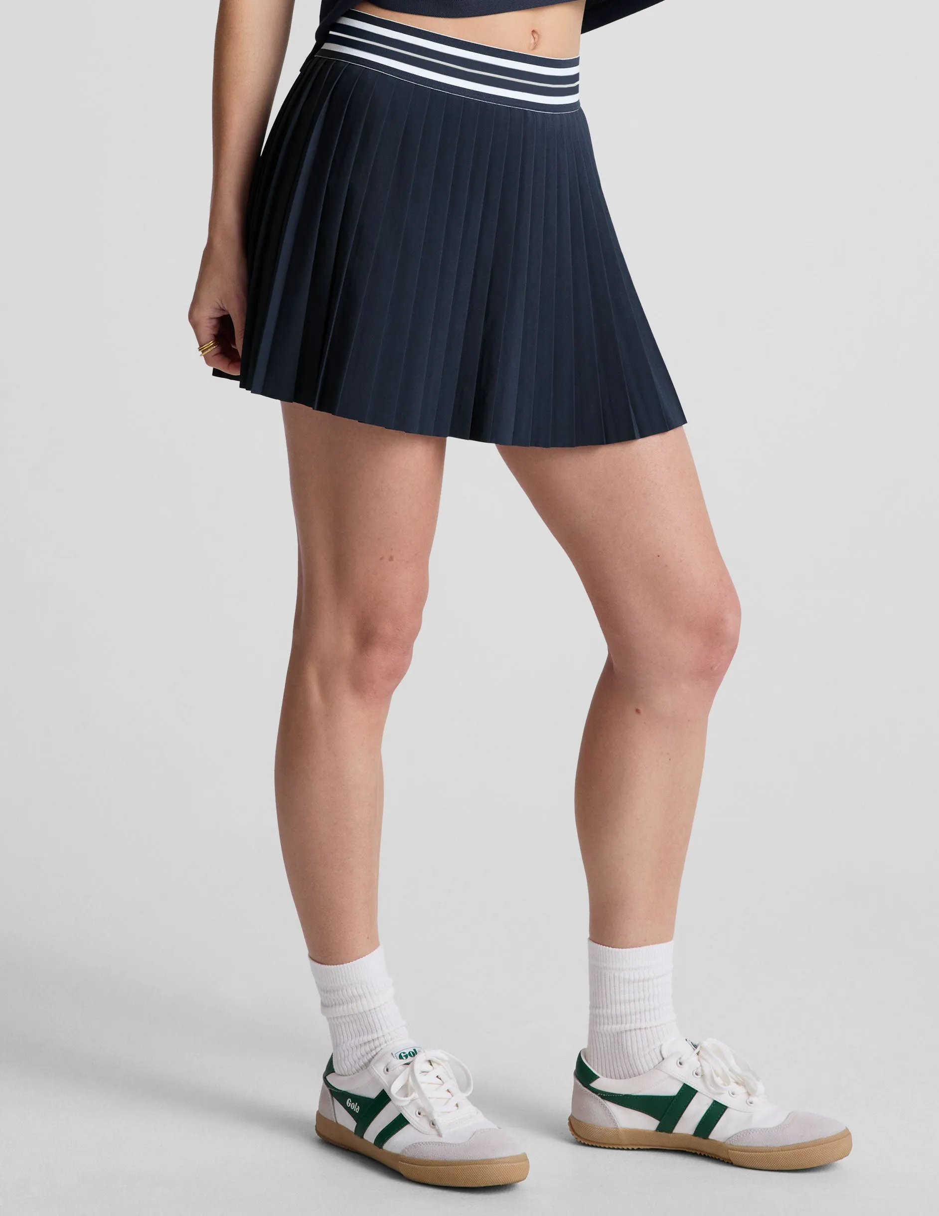 If You Pleats Tipped Elastic Mini Skirt
