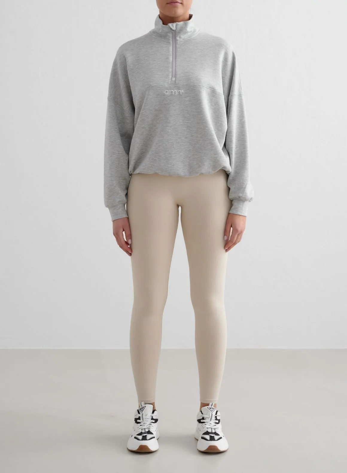 Light Grey Melange Comfy Modal Half Zip