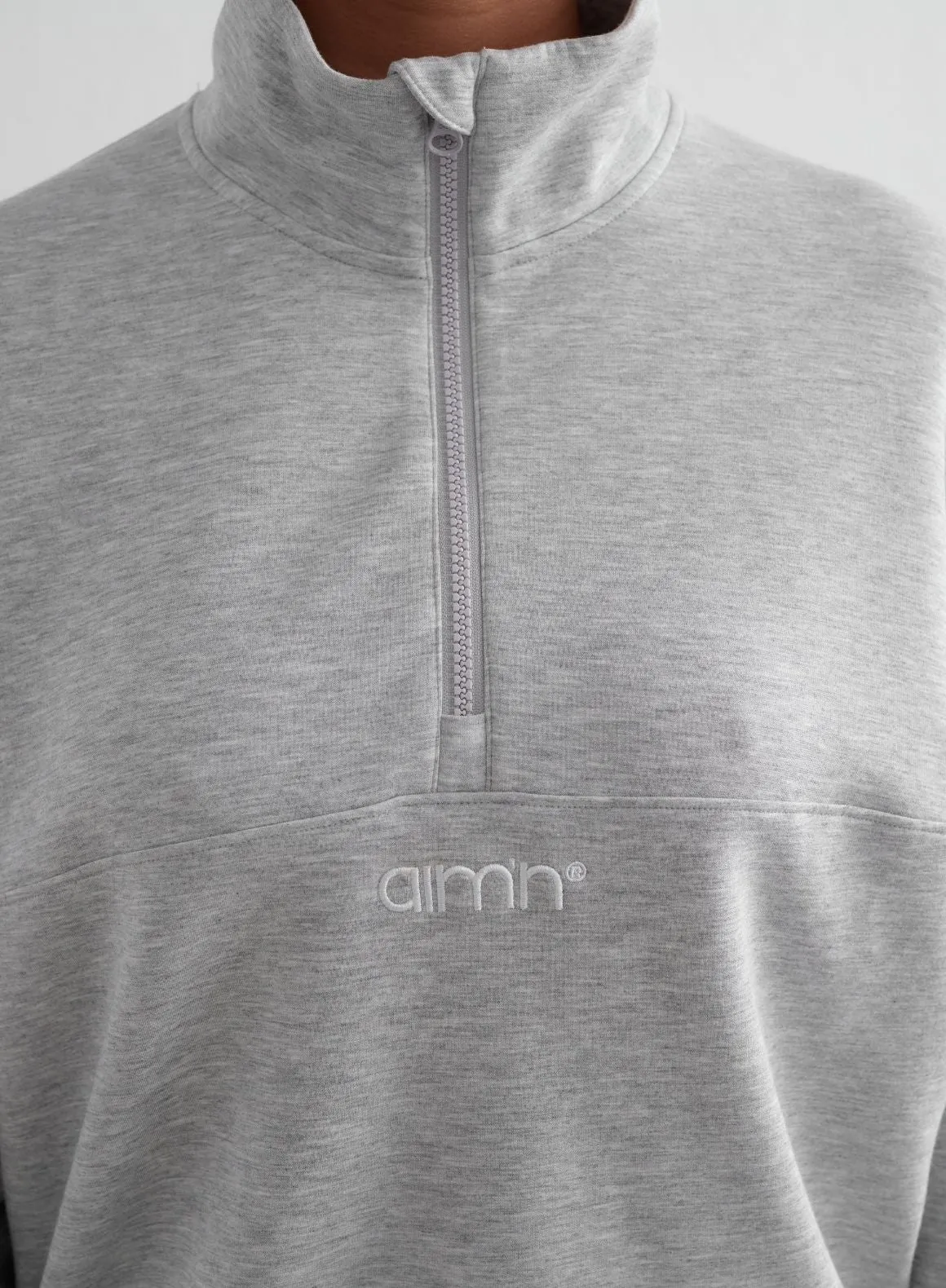 Light Grey Melange Comfy Modal Half Zip