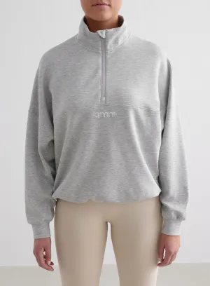 Light Grey Melange Comfy Modal Half Zip