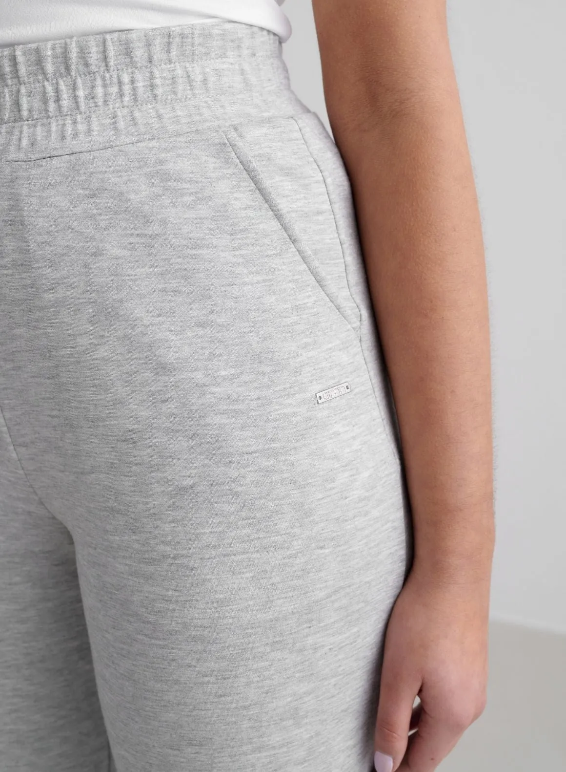 Light Grey Melange Comfy Modal Wide Pants