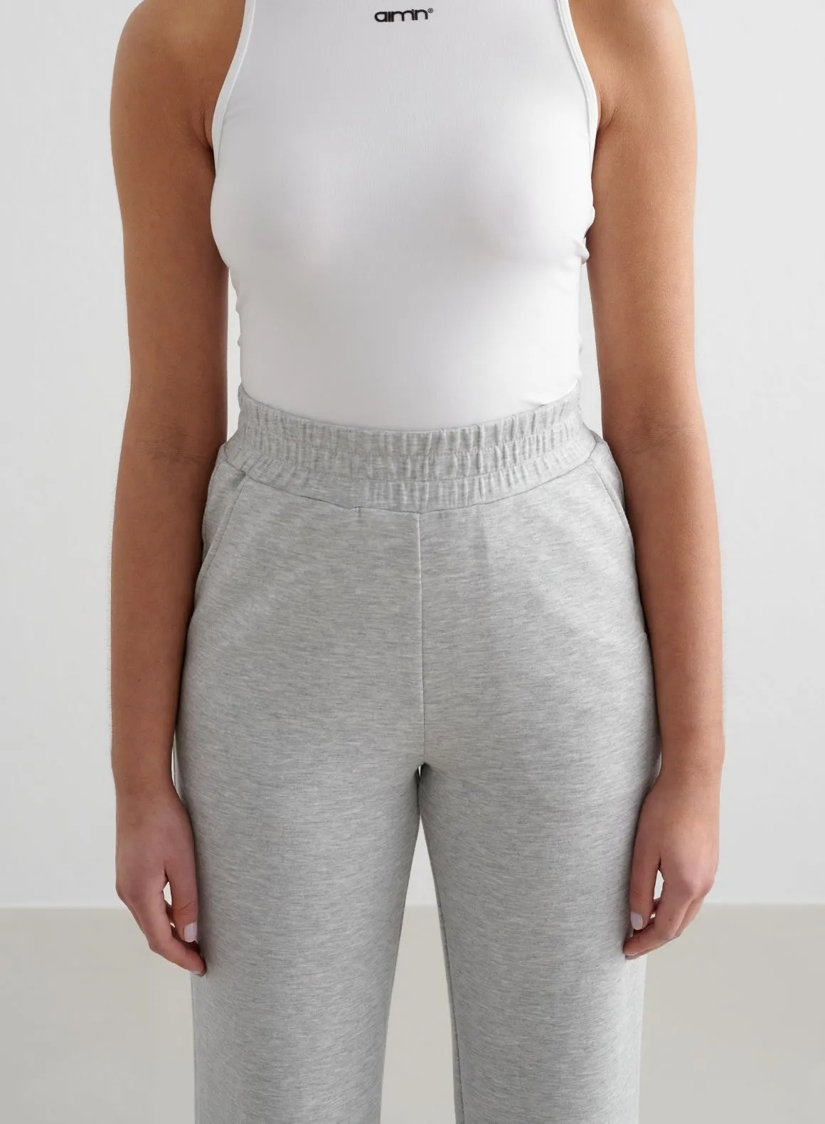 Light Grey Melange Comfy Modal Wide Pants