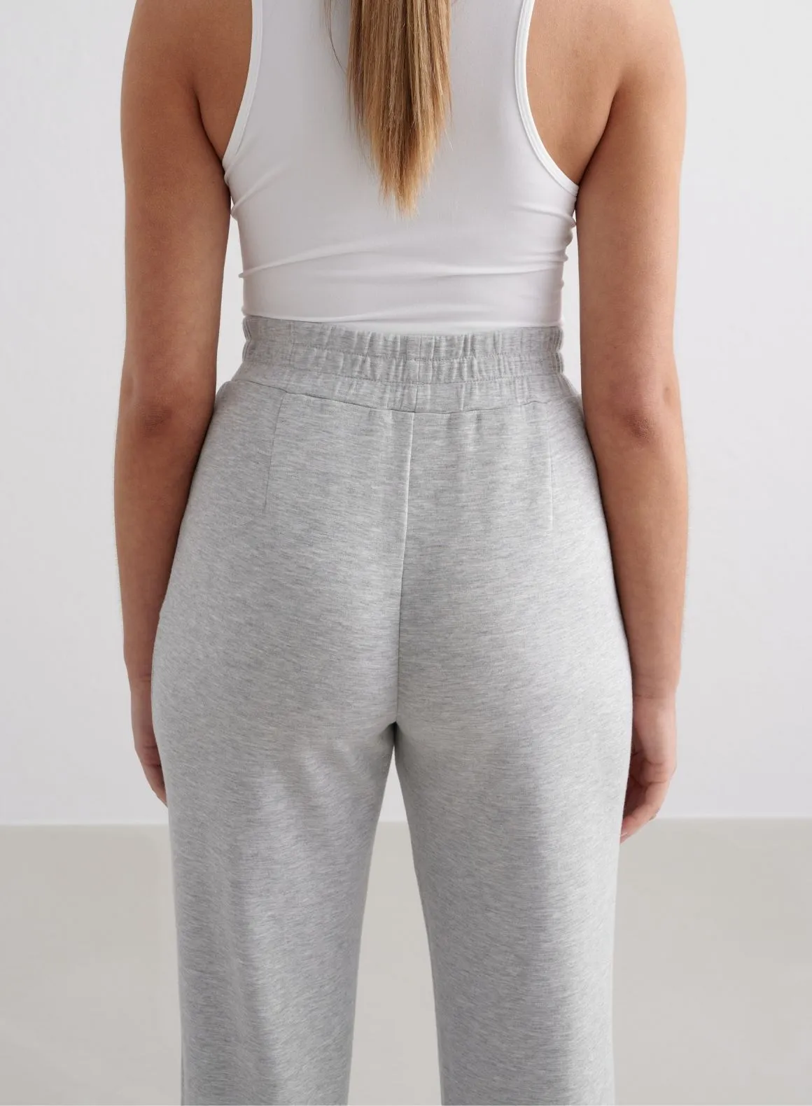 Light Grey Melange Comfy Modal Wide Pants