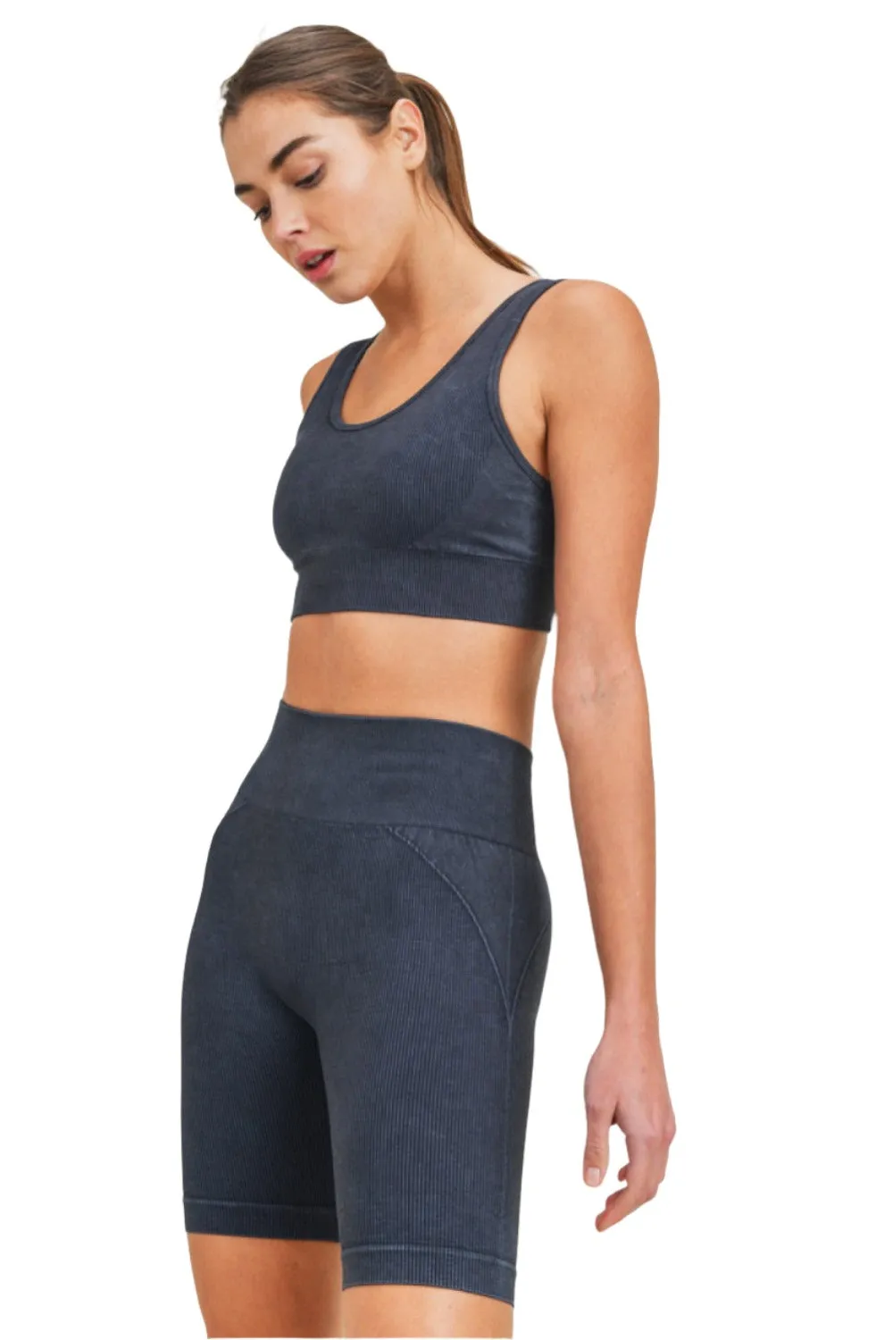 Mono B Rib Seamless Padded Sports Bra AT3034