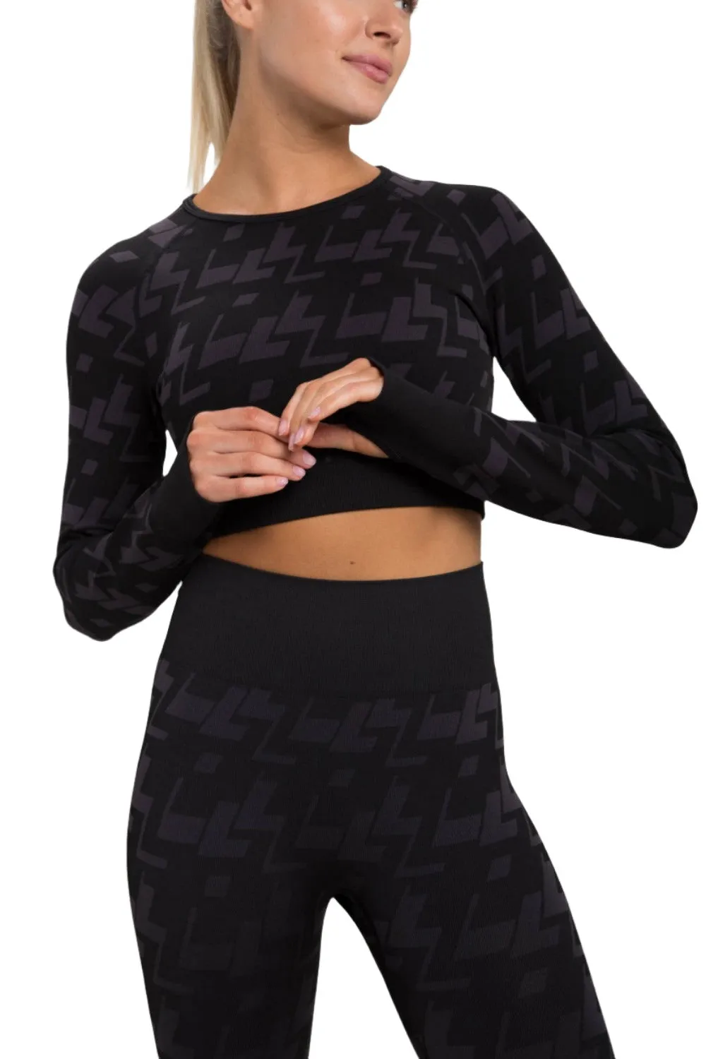Mono B Seamless Geo Active L/S  Top AT-A09102