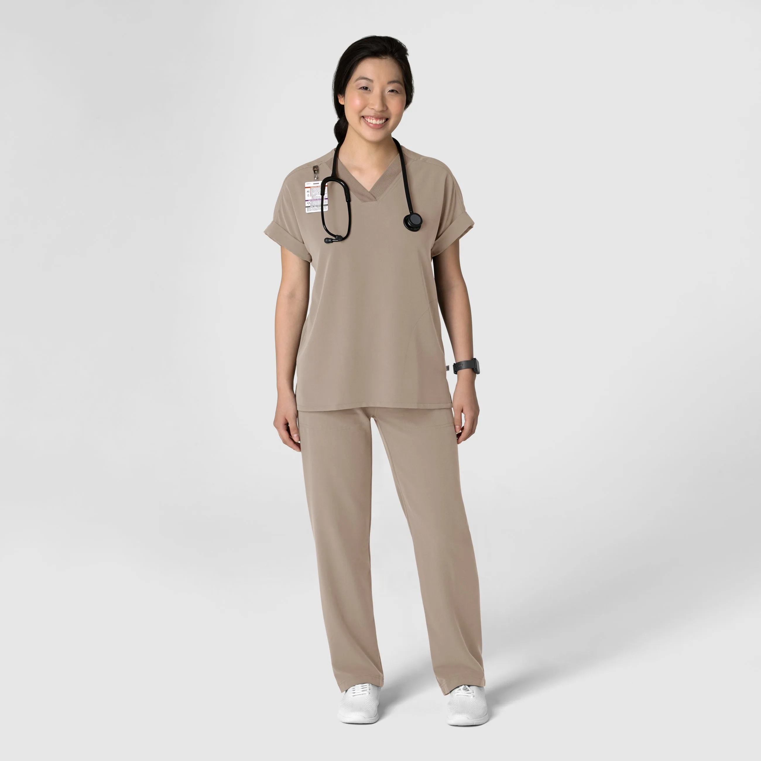 Nova Women's Stovepipe High-Low Hem Scrub Pant - Haze