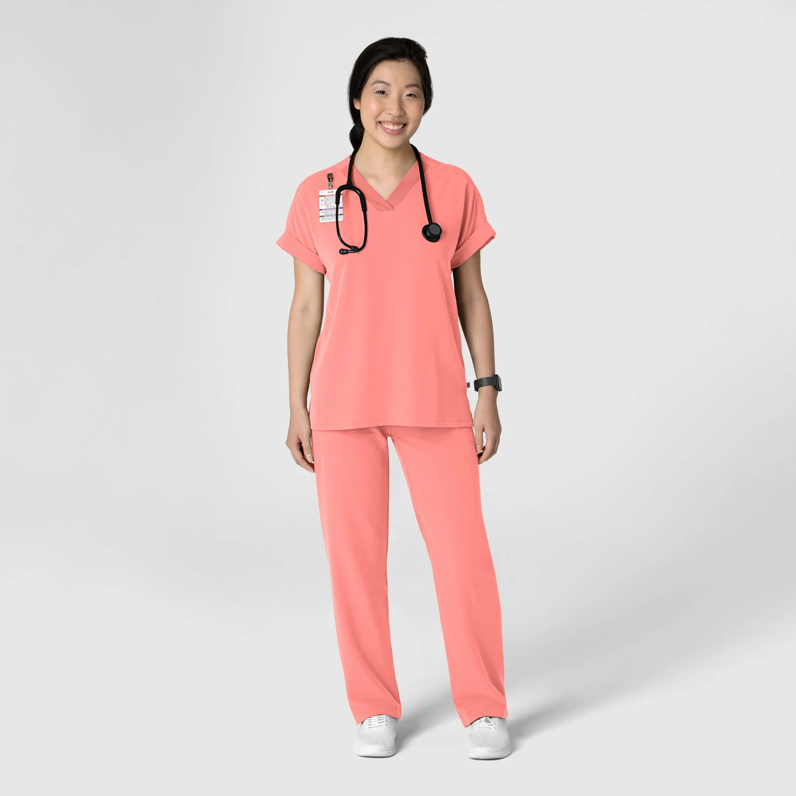 Nova Women's Stovepipe High-Low Hem Scrub Pant - Paradise Pink
