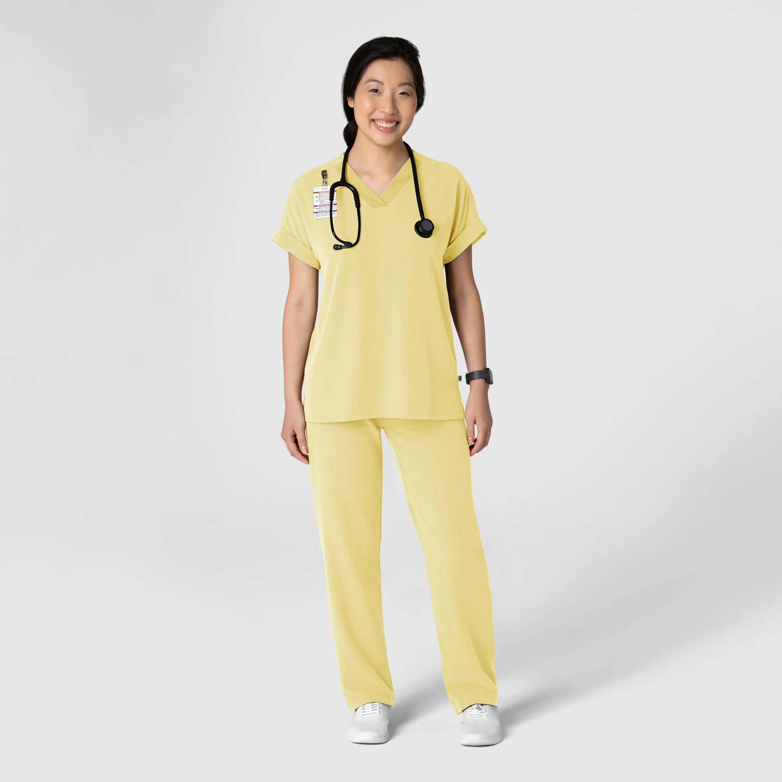 Nova Women's Stovepipe High-Low Hem Scrub Pant - Sunshine Yellow