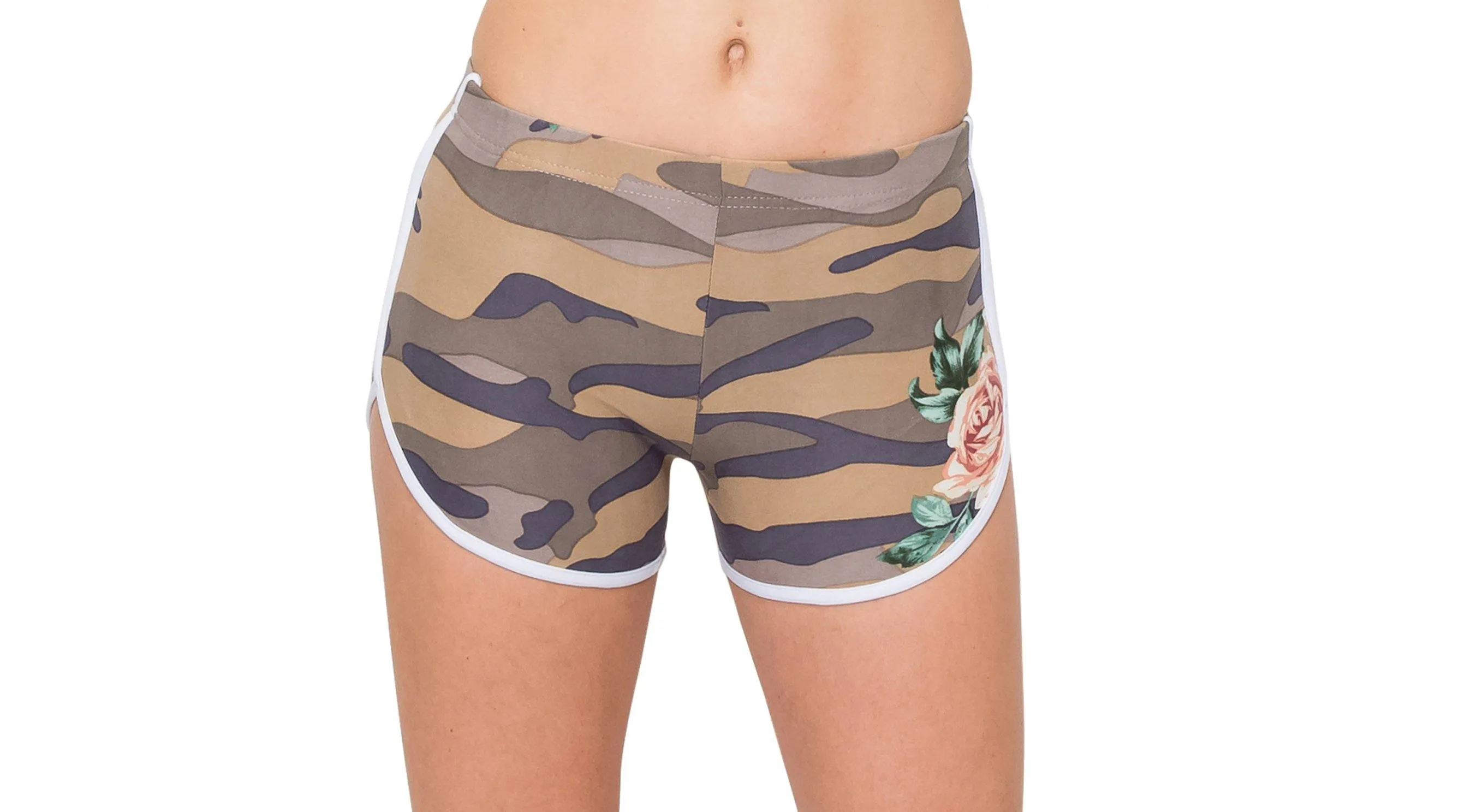 Print Designs Camo/Floral Yoga Shorts