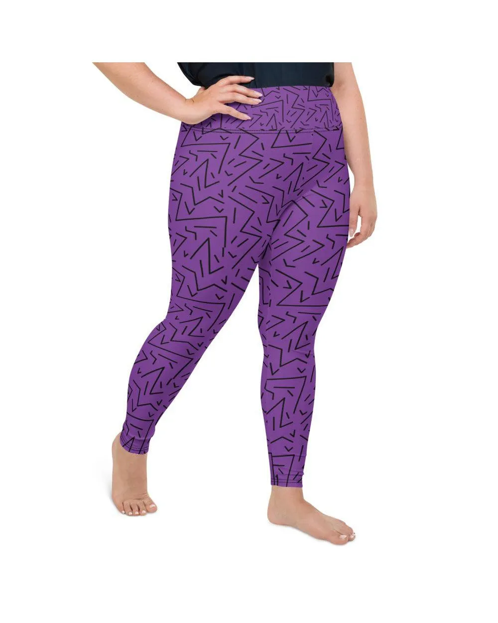 Purple Black Line Plus Size Leggings