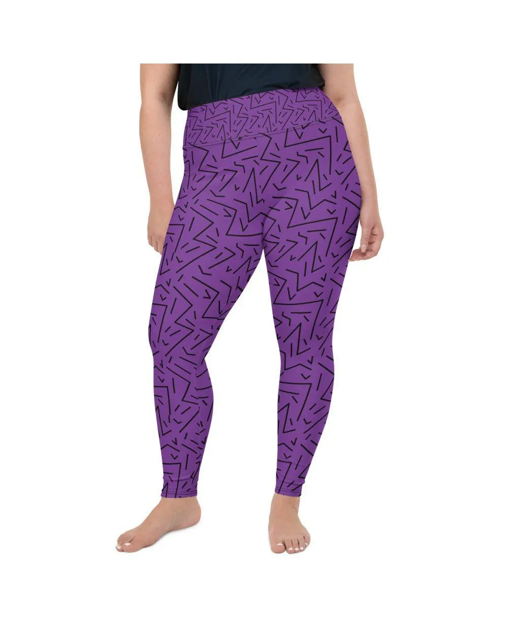 Purple Black Line Plus Size Leggings