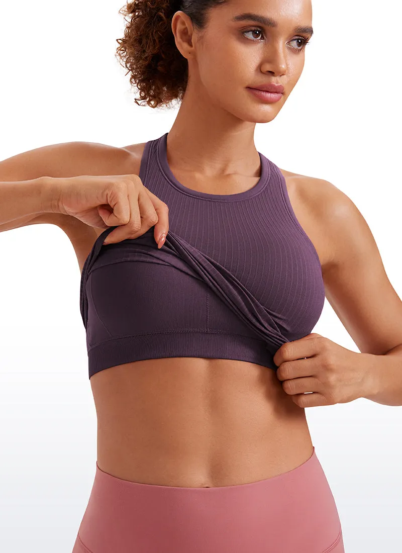 Seamless Ribbed Longline High Neck Crop Tank Racerback