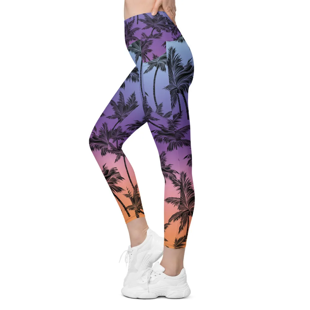 Tropical Palm Trees Leggings with Pockets