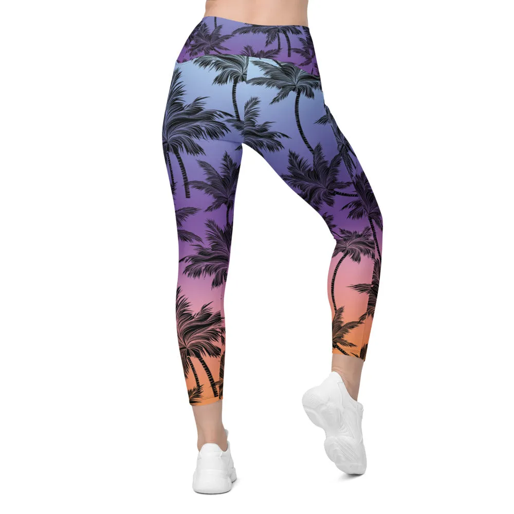 Tropical Palm Trees Leggings with Pockets
