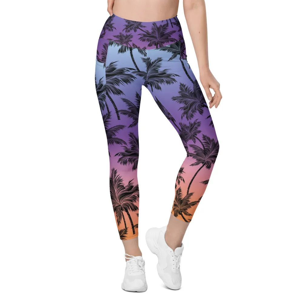 Tropical Palm Trees Leggings with Pockets