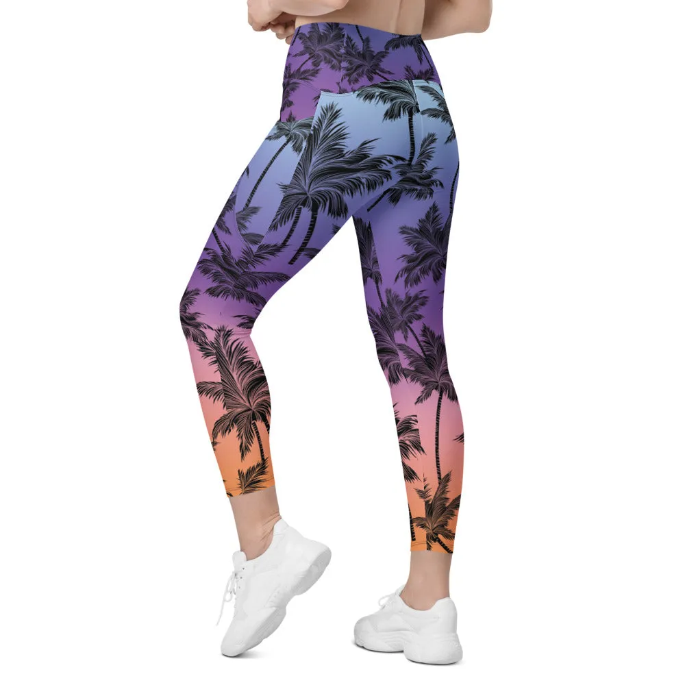Tropical Palm Trees Leggings with Pockets