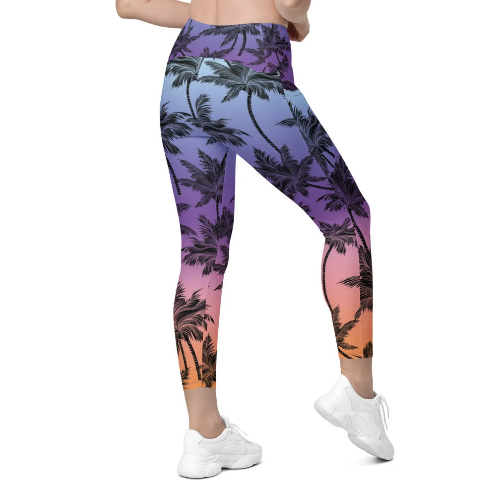 Tropical Palm Trees Leggings with Pockets