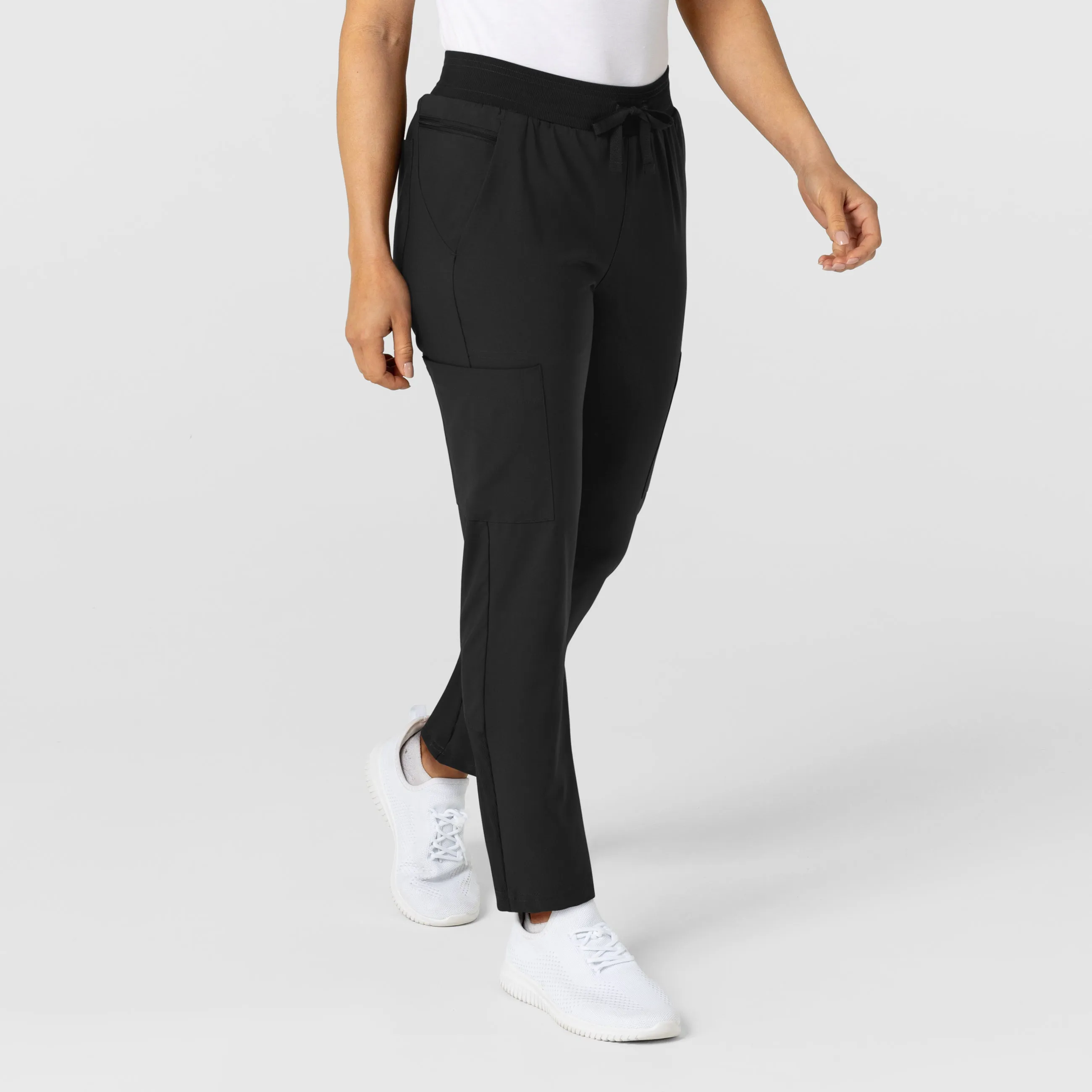 W123 Women's Flex-n-Reach Track Scrub Pant - Black