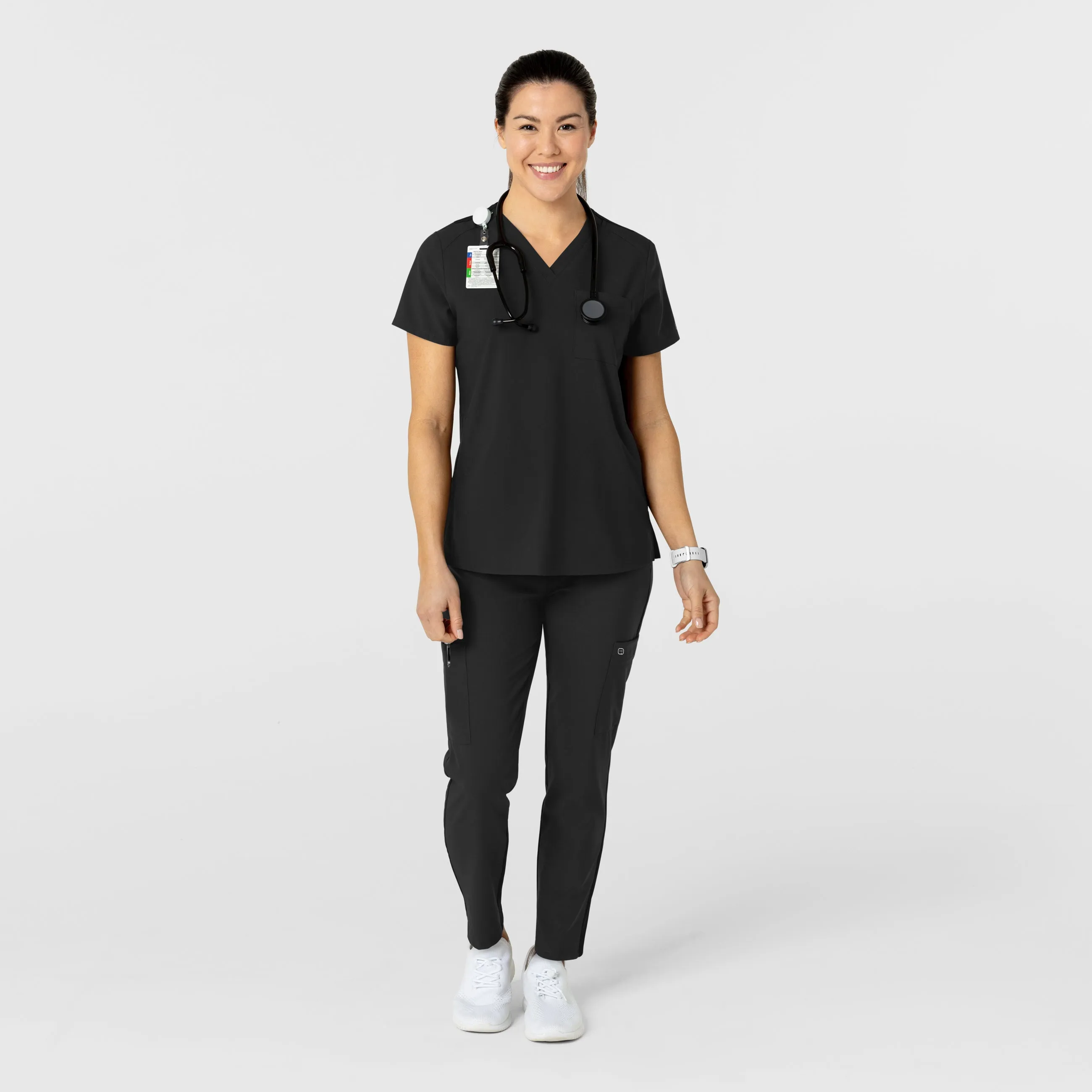 W123 Women's Flex-n-Reach Track Scrub Pant - Black
