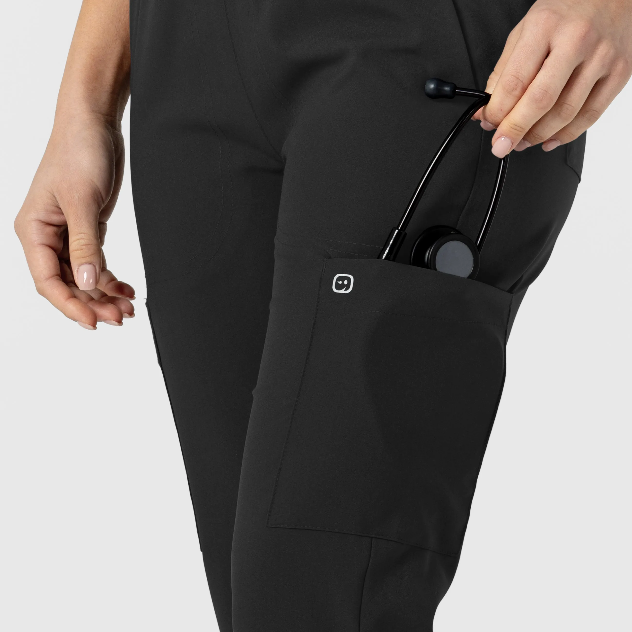 W123 Women's Flex-n-Reach Track Scrub Pant - Black
