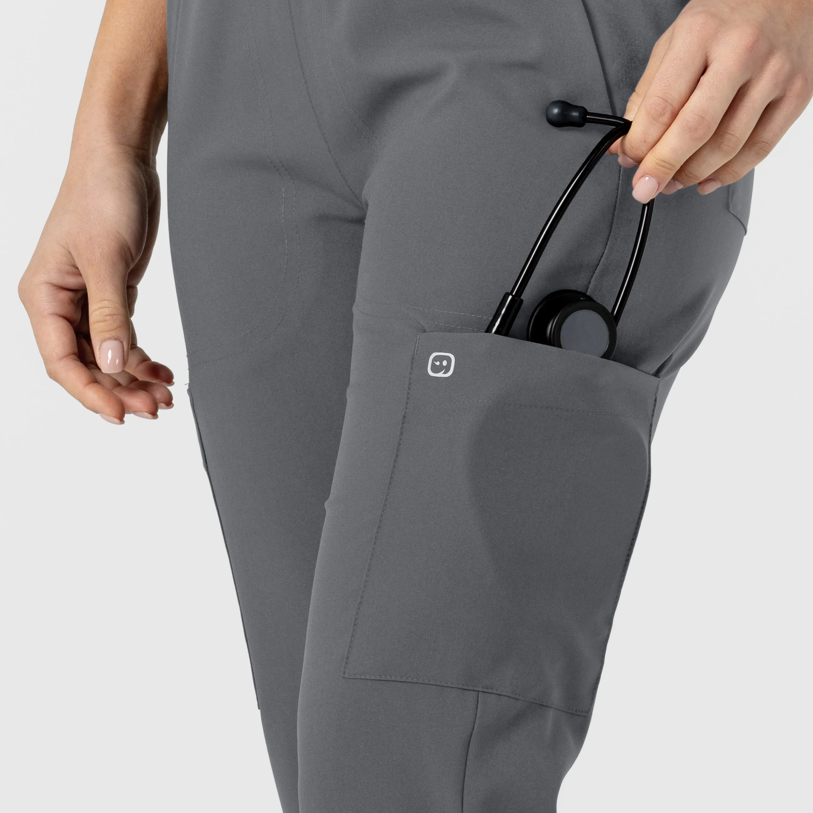 W123 Women's Flex-n-Reach Track Scrub Pant - Pewter