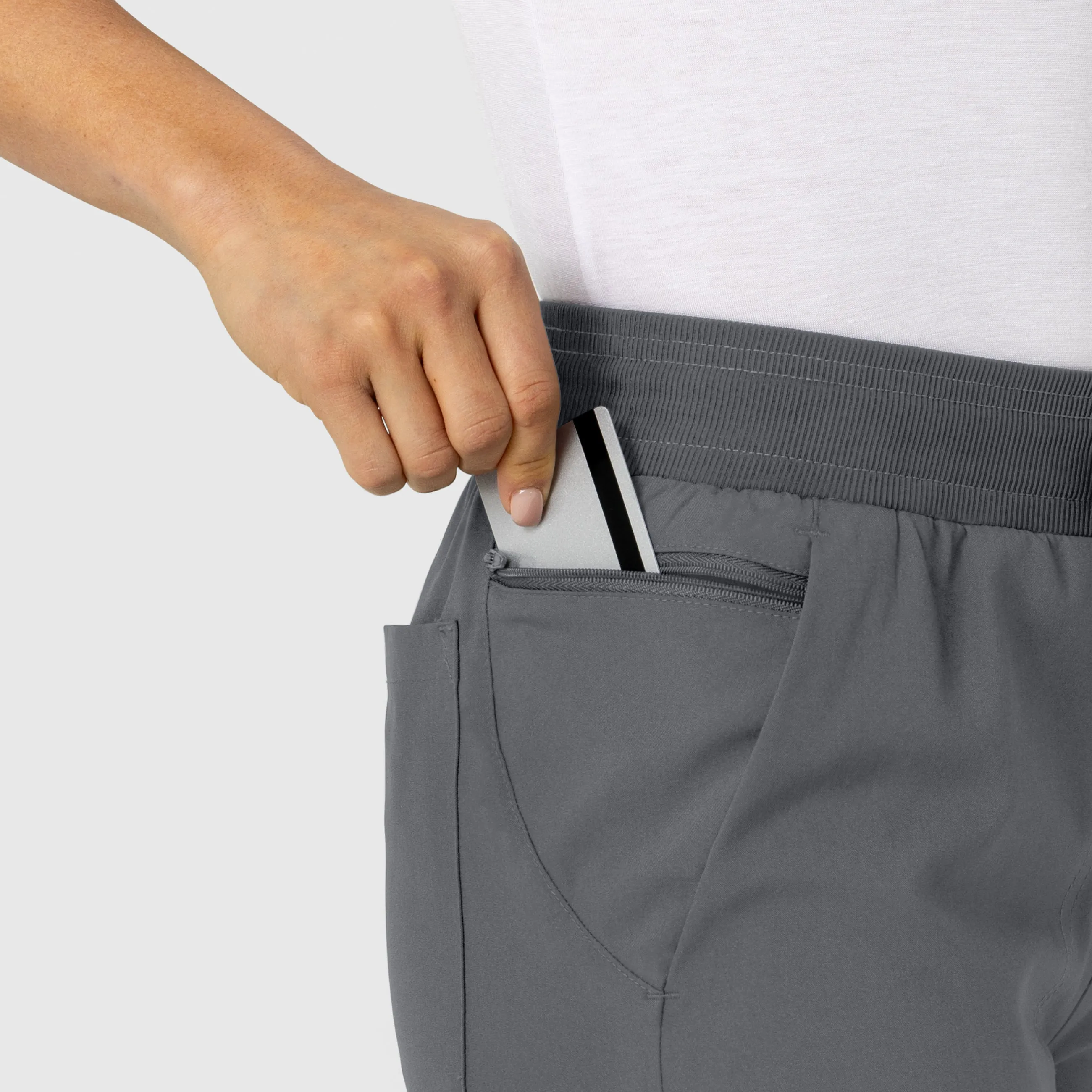W123 Women's Flex-n-Reach Track Scrub Pant - Pewter