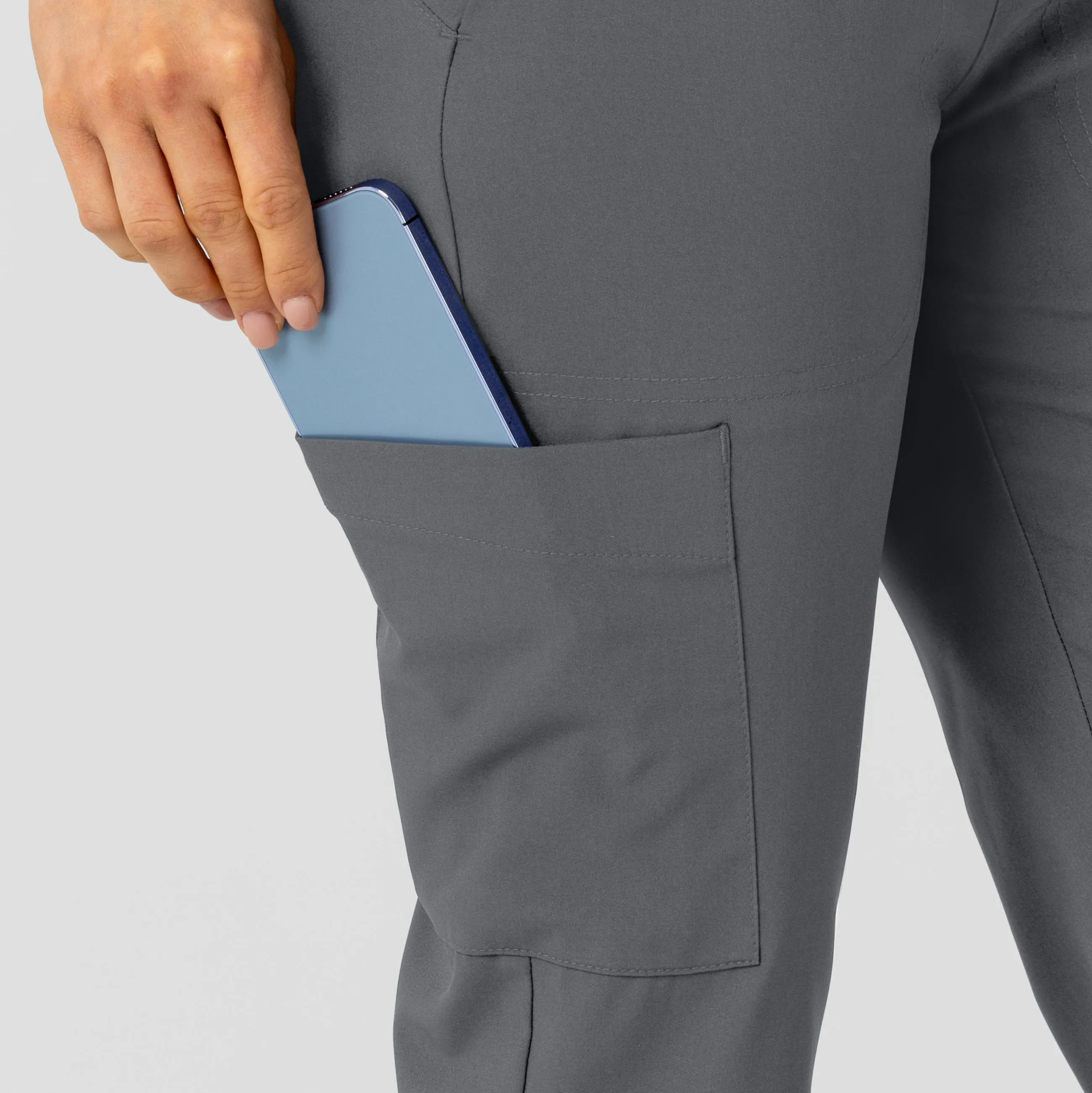W123 Women's Flex-n-Reach Track Scrub Pant - Pewter