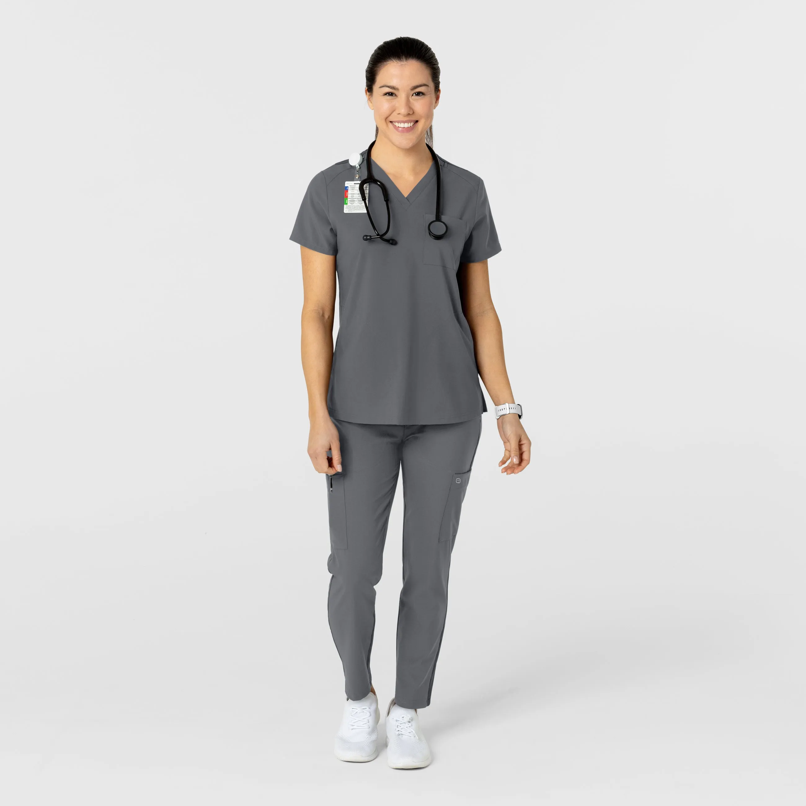 W123 Women's Flex-n-Reach Track Scrub Pant - Pewter
