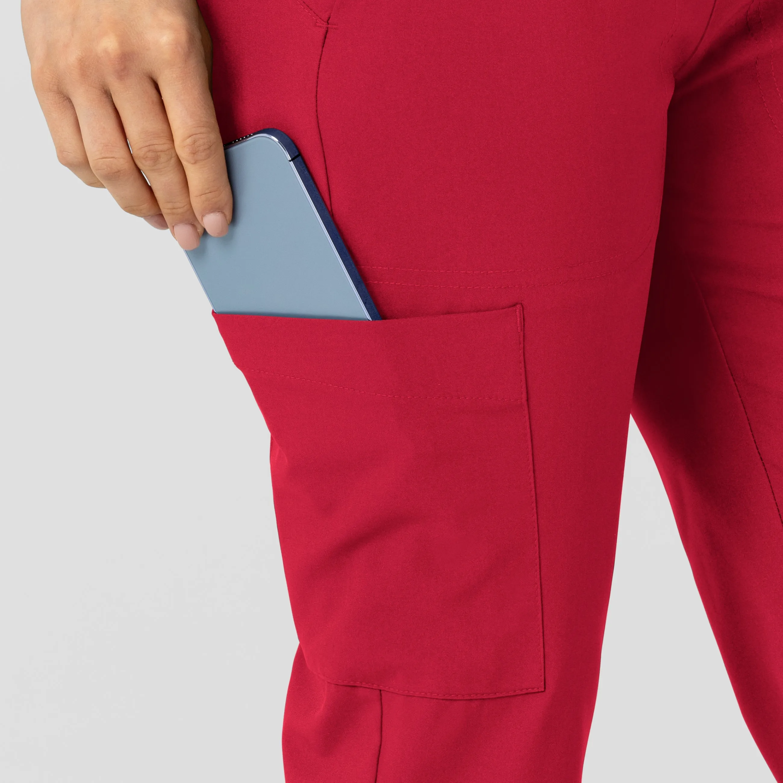 W123 Women's Flex-n-Reach Track Scrub Pant - Red